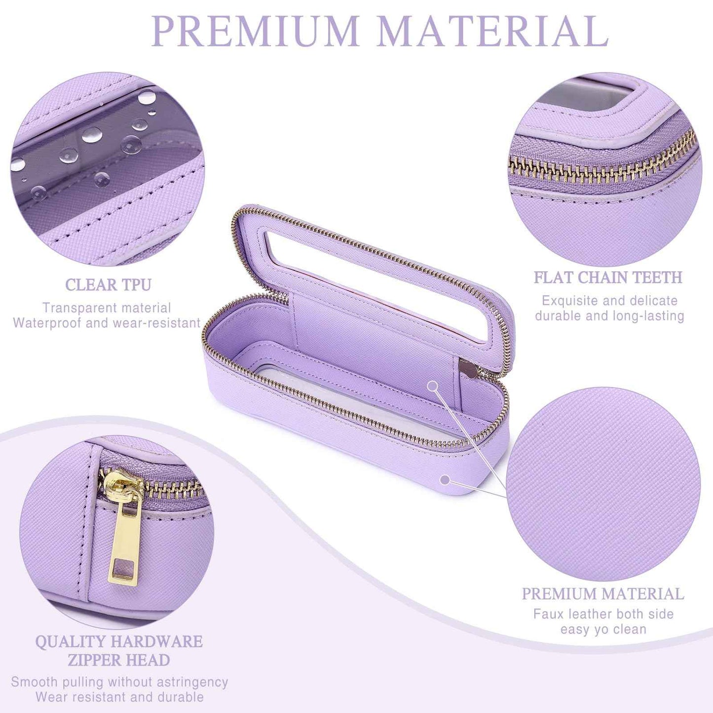 LOFOWN Travel Makeup Set Waterproof Transparent Cosmetic Bag and Toiletry Bag Makeup Brush case with Zipper Car Essentials for Women (Purple, L+M+SLIM)