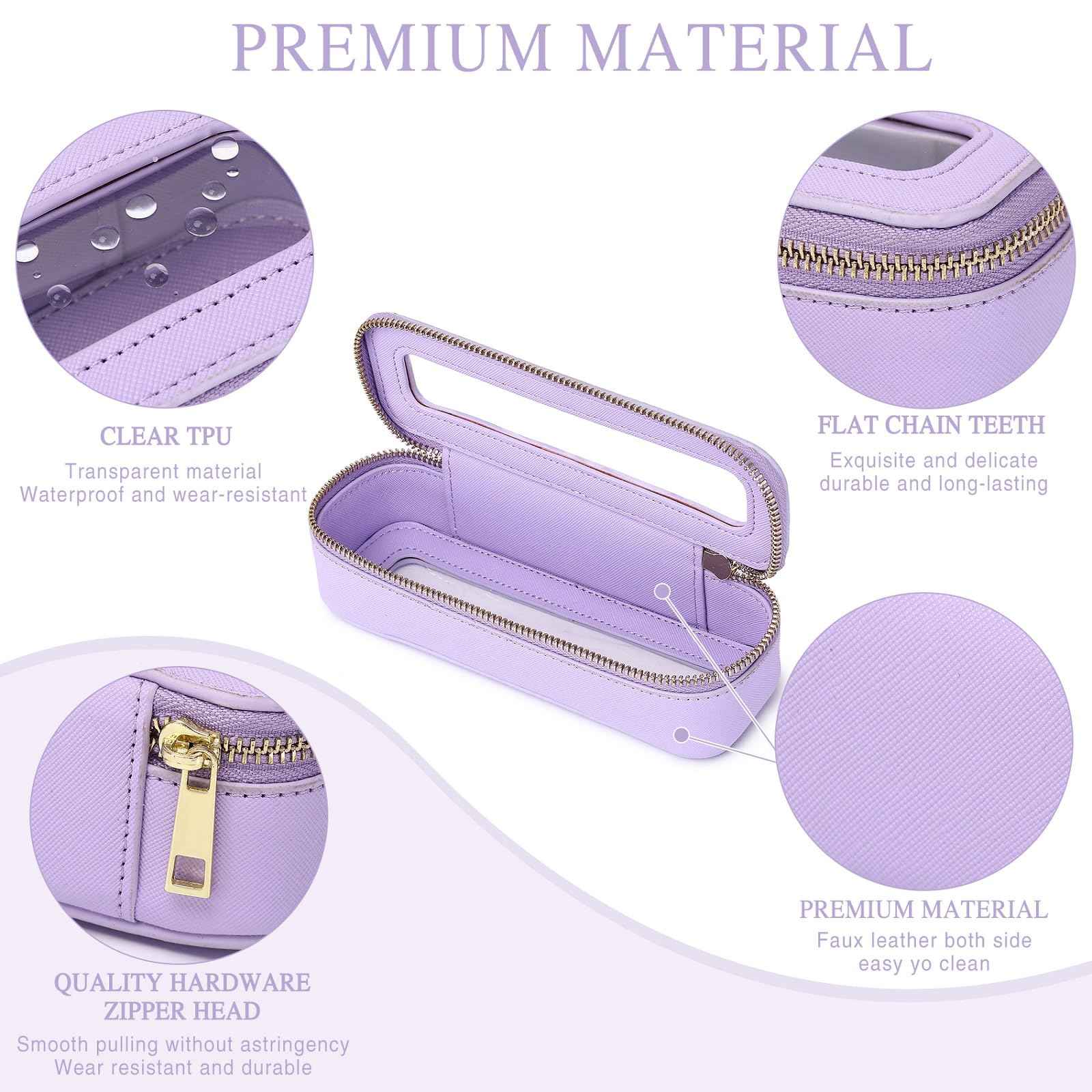 LOFOWN Travel Makeup Set Waterproof Transparent Cosmetic Bag and Toiletry Bag Makeup Brush case with Zipper Car Essentials for Women (Purple, L+M+SLIM)