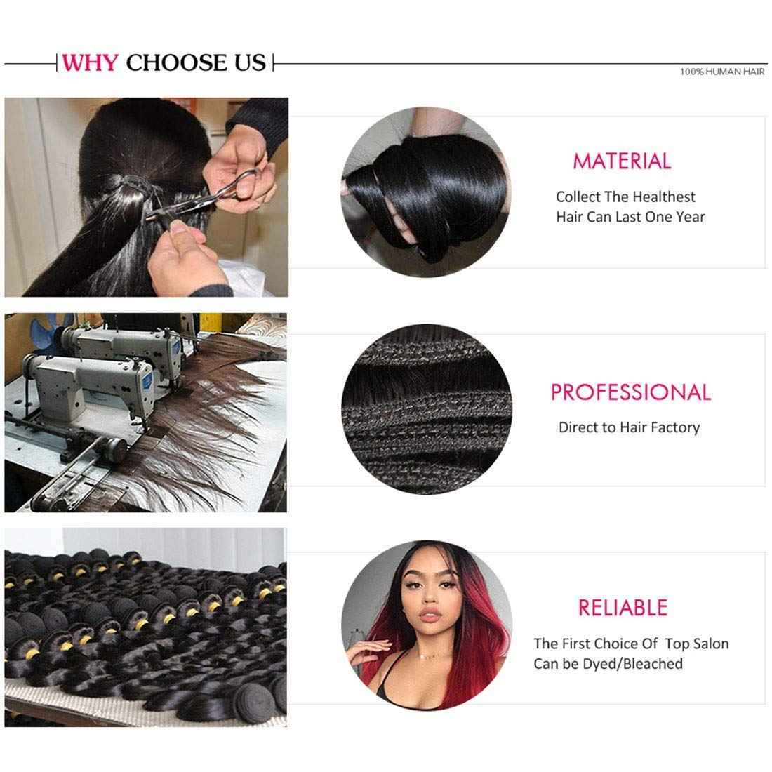 Liang Dian Straight Bundles Human Hair 8 8 10 10 Inch Natural Color Bundles Human Hair 12A Brazilian Virgin Hair 100% Unprocessed Quick Weave Hair Bundles