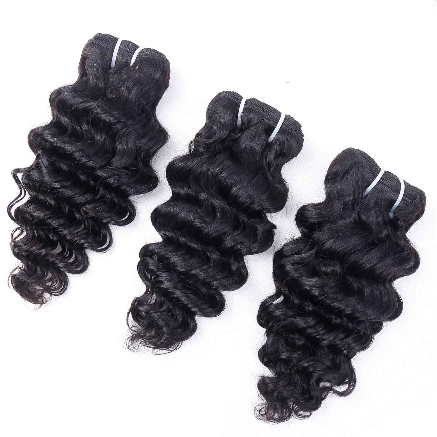 Deep Water Wave Bundles with Closure Brazilian Deep Short Bob Curly Human Hair 4 Bundles with 4x4x1 Middle Part Lace Closure Wet and Wavy 50g(10 10 10 10+10)