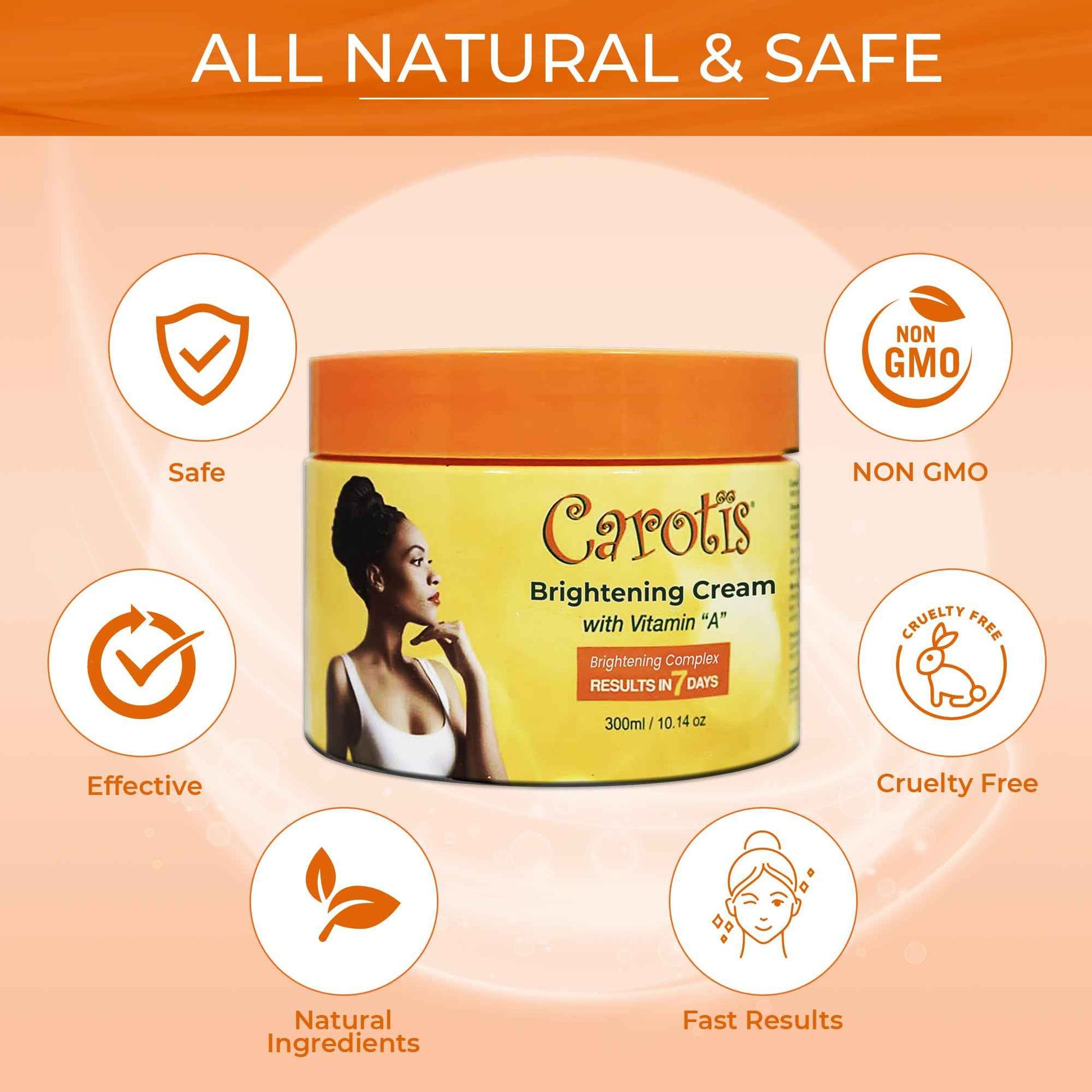 CAROTÏS, Skin Brightening Cream – 300ml / 10.14fl oz – 7 Day Night Cream for Uneven Skin Tone, with Vitamin A (Pack of 2)