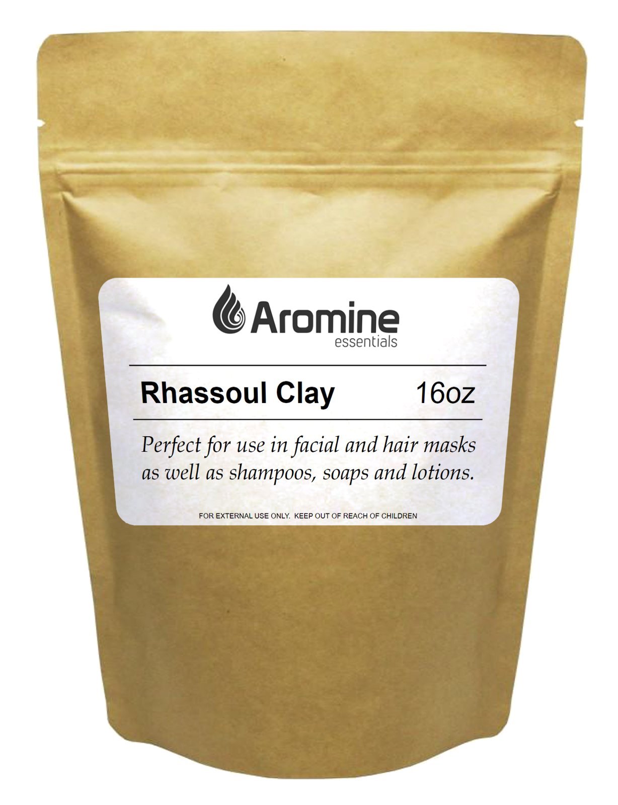 Aromine Rhassoul Clay Powder 16oz Moroccan Ghassoul Clay Mask, Nourishing, Unisex, Skin Treatment Mask