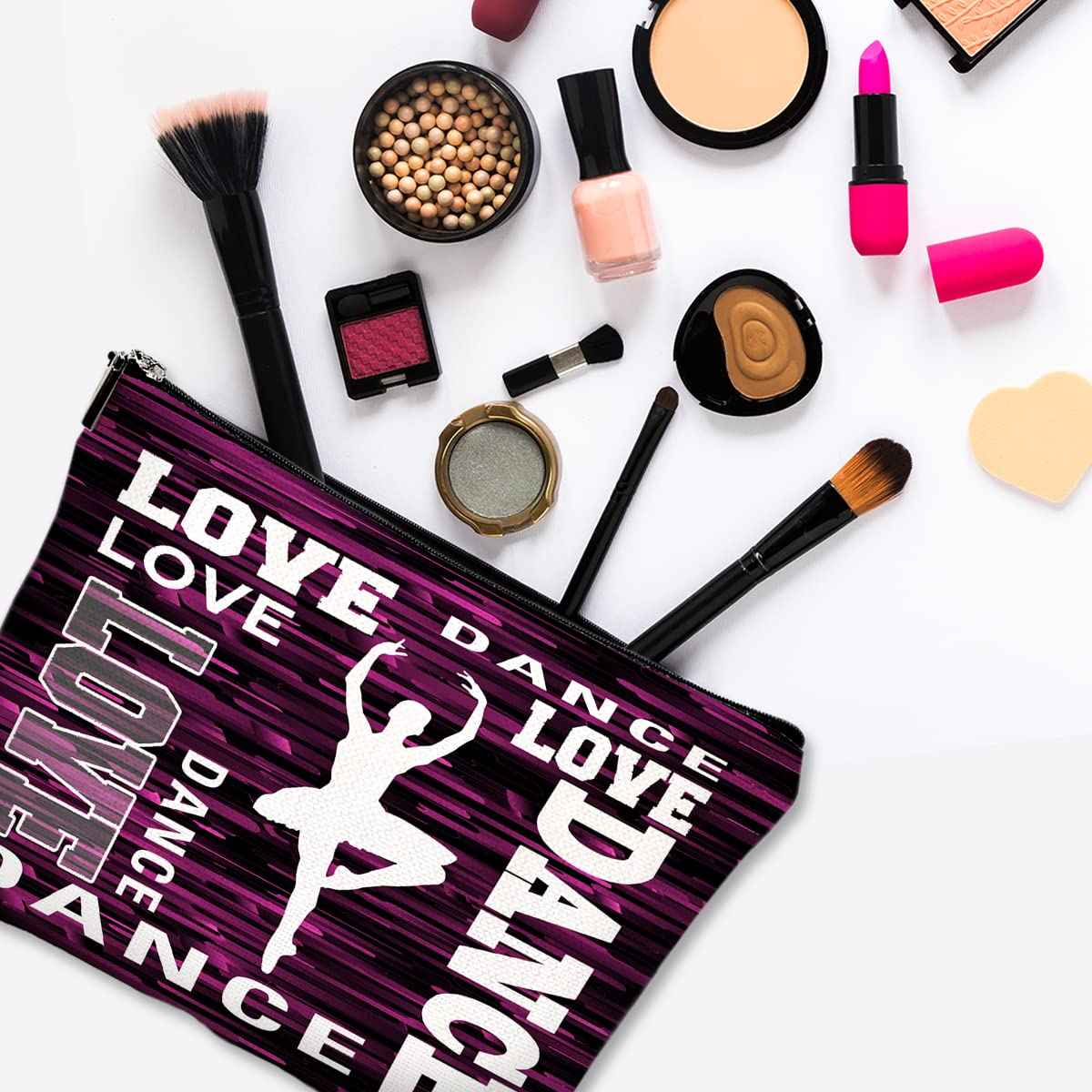 Givotin Cute Makeup Bag for Purse Canvas Waterproof Funny Cosmetic Bags for Women Zipper Travel Toiletry Pouch-Dance Makeup Bags