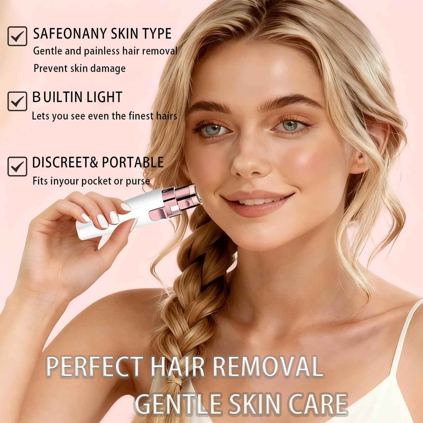 Eyebrow Trimmer Facial Hair Removal for Women, 2 in 1 Electric Rechargeable Face Shaver & Eyebrow Razor with Painless Gentle Trimming - for Face, Upper Lip, Eyebrows