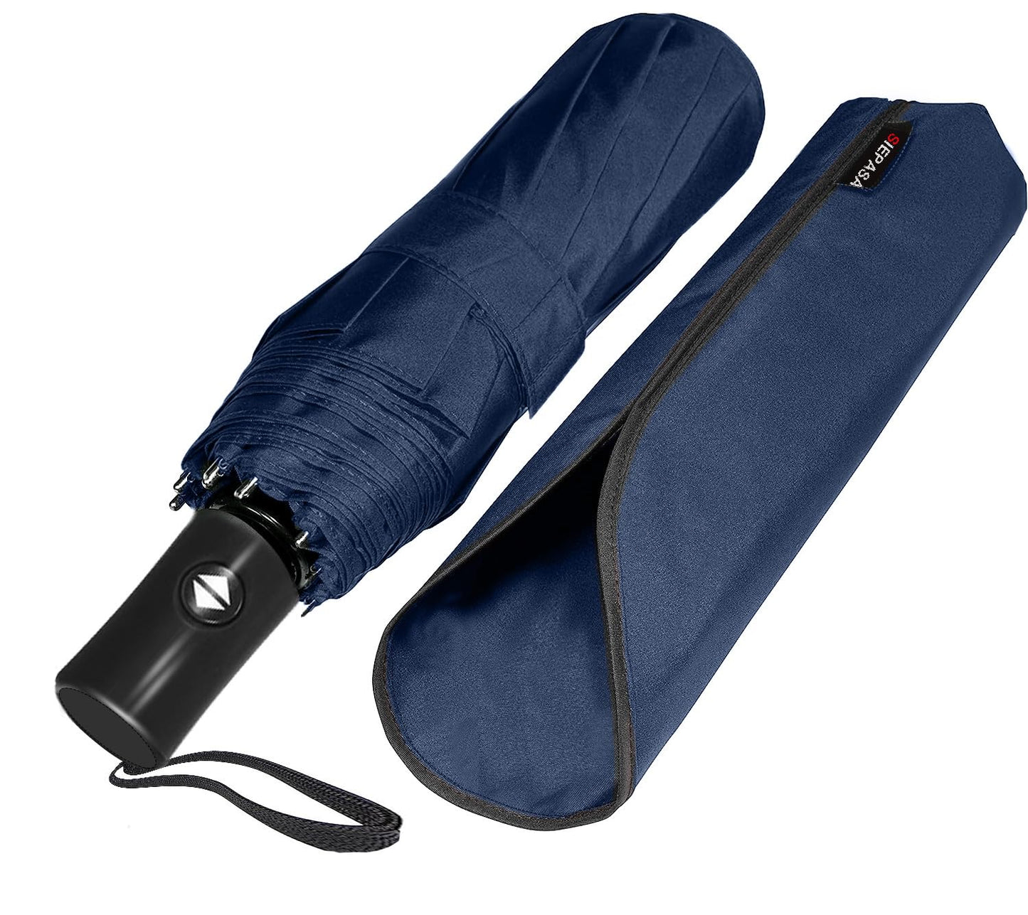 SIEPASA Two Pack The Original Portable Travel Umbrella - Umbrellas for Rain Windproof, Compact Umbrella for Wind and Rain, Perfect Car Umbrella, Backpack, and On-the-Go.(Navy Blue & Navy Blue, 2 Pack)