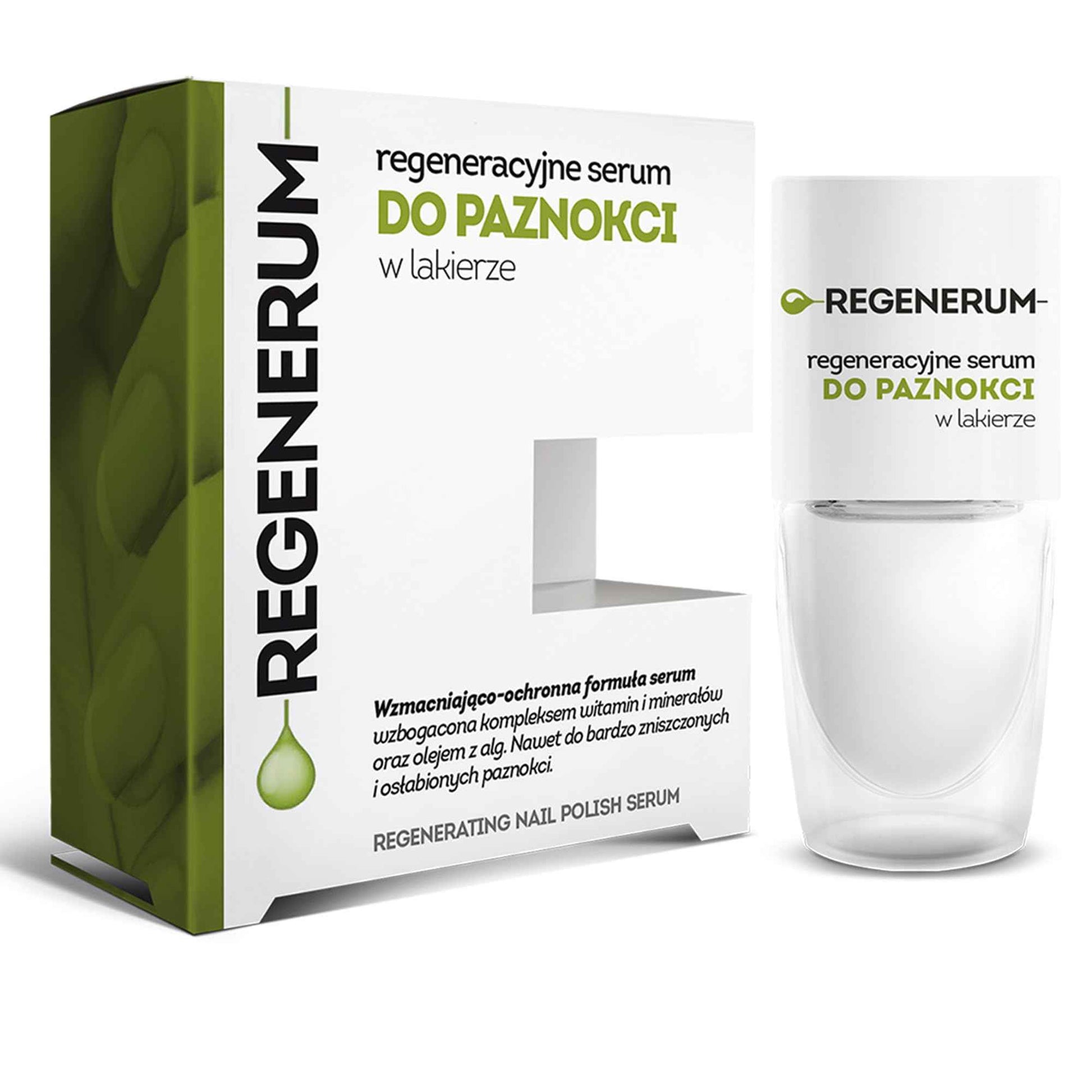 Regenerum - Regenerative Nail Polish Serum - Strengthens and Protects Nail Plate, Vitamin Complex, Minerals, Algae Oil, Stimulates Growth - 8ml