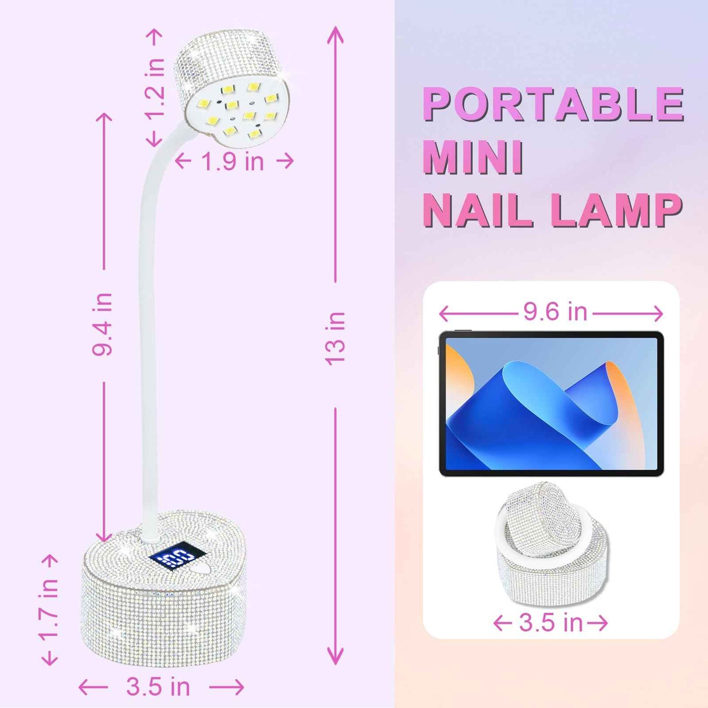 UV Nail Lamp, Mini UV Light for Gel Nails Polish Fast Curing Goosenecks Lamp, 30W Rechargeable LED Nail Light with 2 Timers & Auto Sensor for Salon Home DIY Use