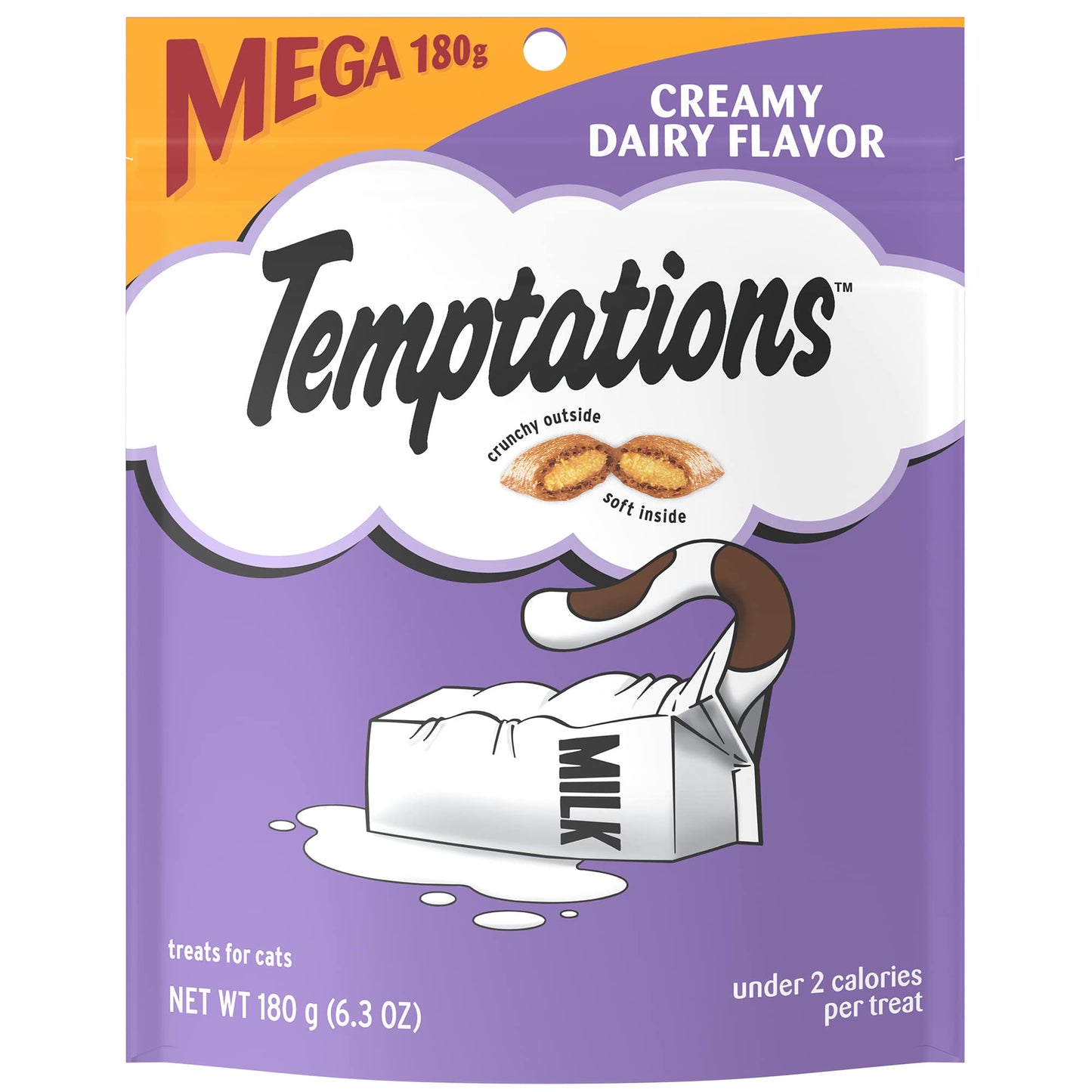 Temptations Classic Crunchy and Soft Cat Treats Creamy Dairy Flavor, 6.3 oz. Pouch (Pack of 10)