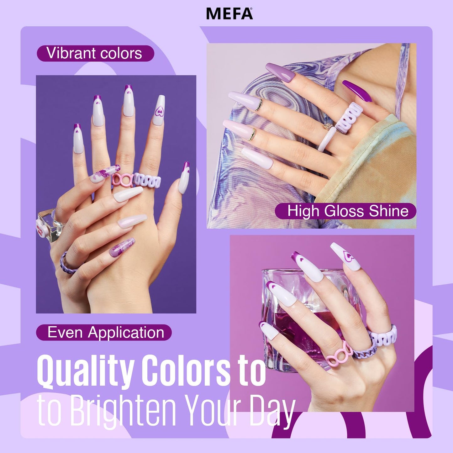 MEFA Purple Gel Nail Polish, 6 Colors Purple Gel Polish Set Pink Shimmer Purple Nail Polish Gel Soak Off Grape Lilac Violet Gel Nail Art Manicure DIY Salon Gifts for Women Girls