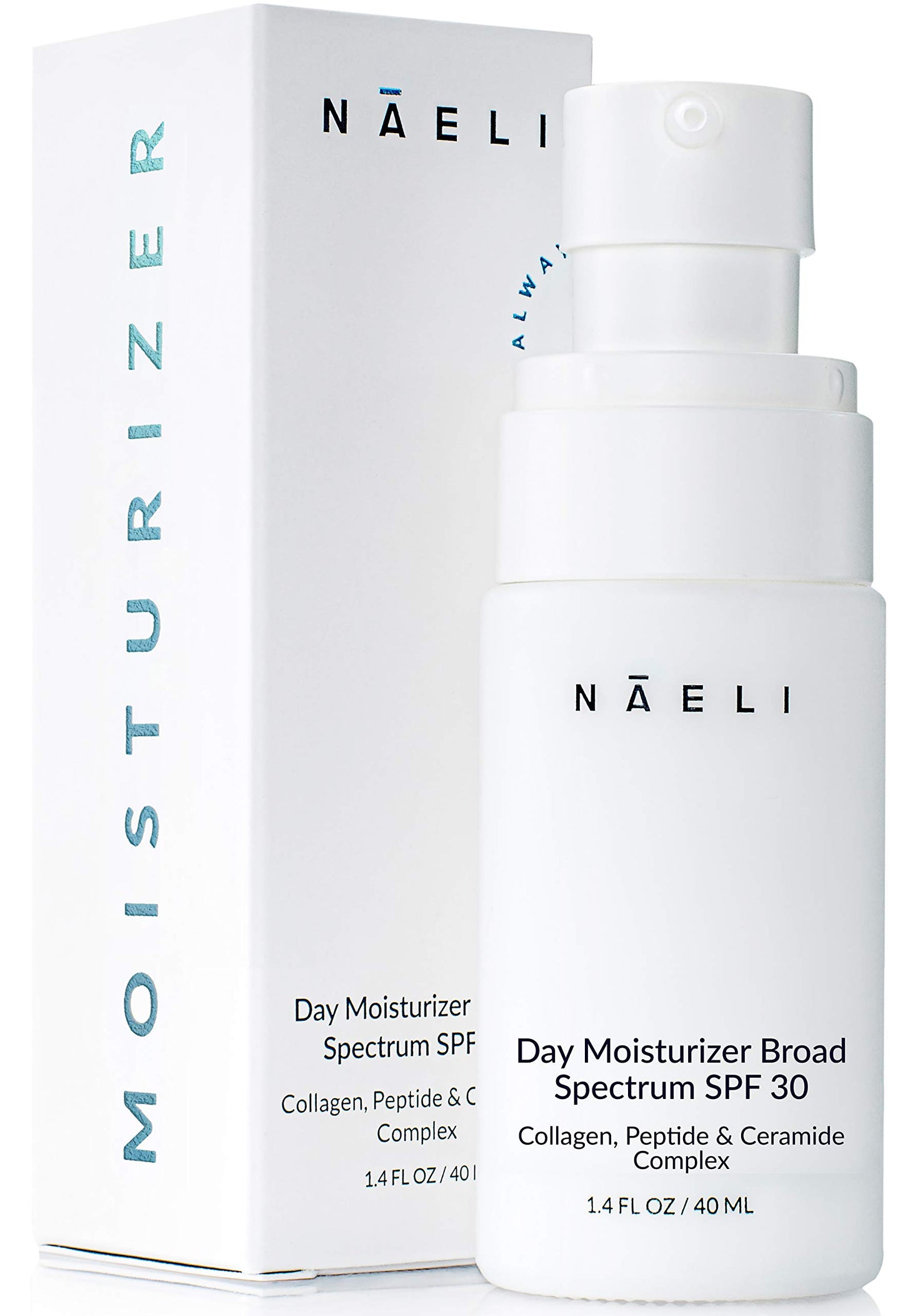 NAELI Face Moisturizer with SPF 30, Anti Aging Collagen & Peptide Cream, Reduces Wrinkles - Lightweight Skin Hydration with Hyaluronic Acid, Paraben Free & Non-Comedogenic Sunscreen, 1.4 oz