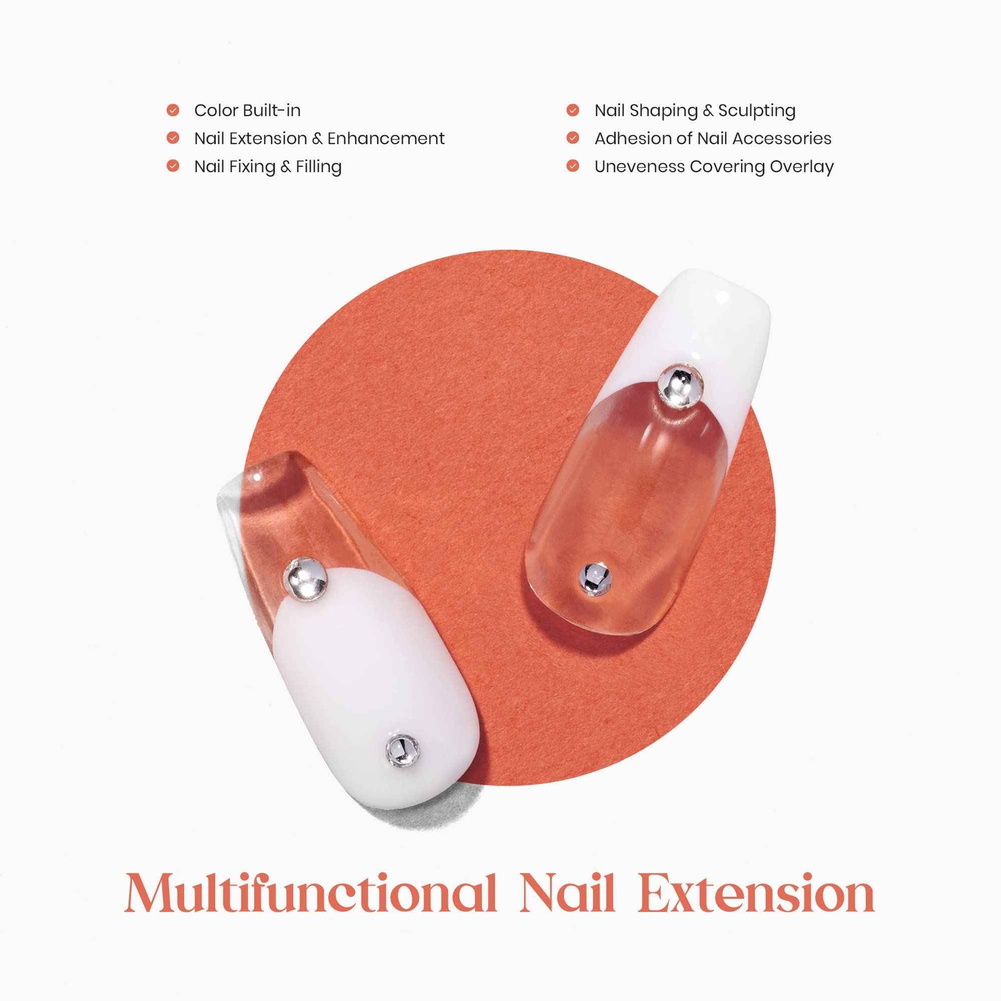 Beetles Poly Extension Gel for Nail, 60g Clear Builder Nail Gel,and Poly Nail Gel Slip Solution 30ml Extension Nail Liquid Slip Solution