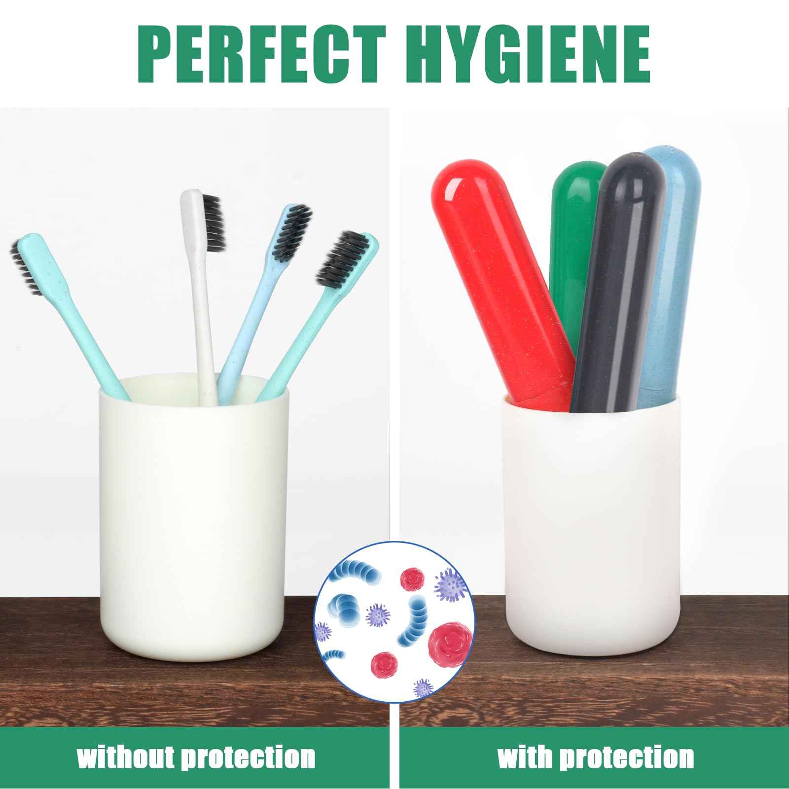 Hooqict 4 Pack Travel Toothbrush Case Portable Travel Toothbrush Holder Plastic Toothbrush Container Protector Cover for Traveling, Camping, Home, School, Business