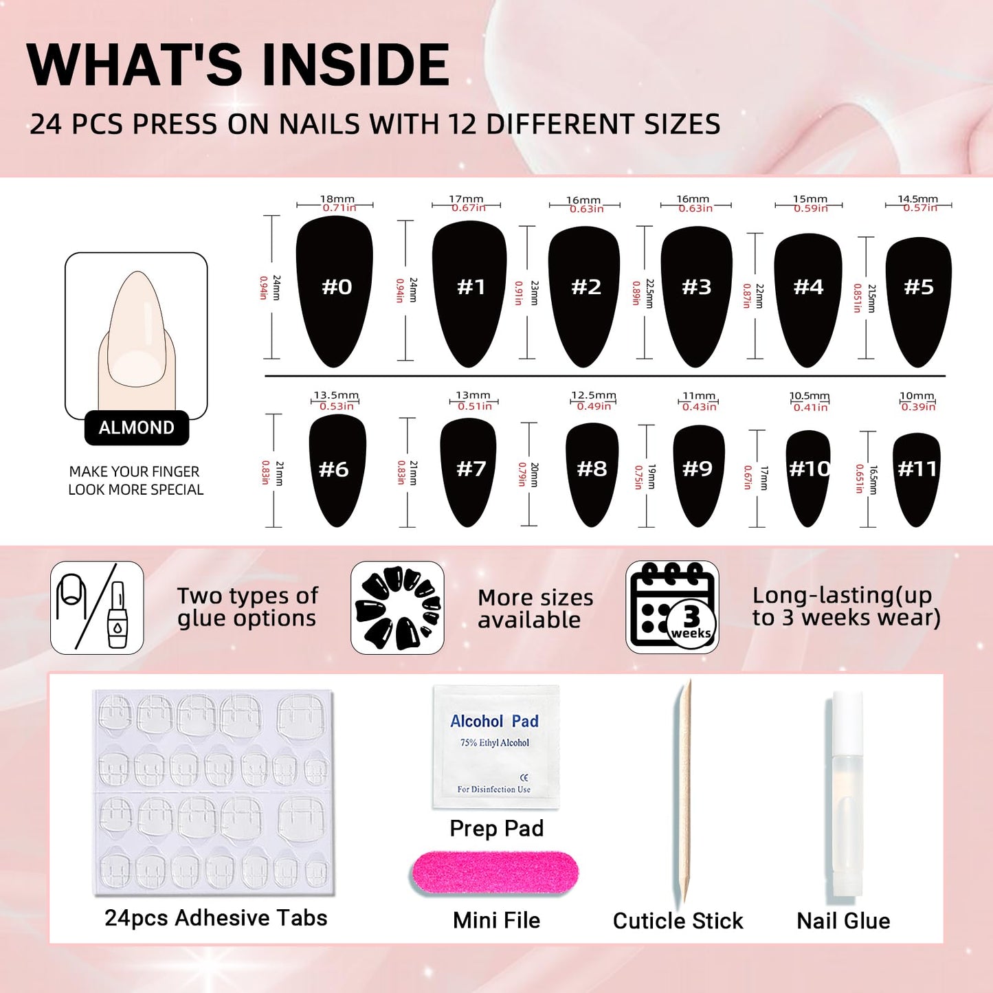 Black Aurora Press On Nails Almond,Medium False Nails with Cat Eye Design,Handmade Gel Glue On Nails-24Pcs Fake Nails Kit，Cosmic Life