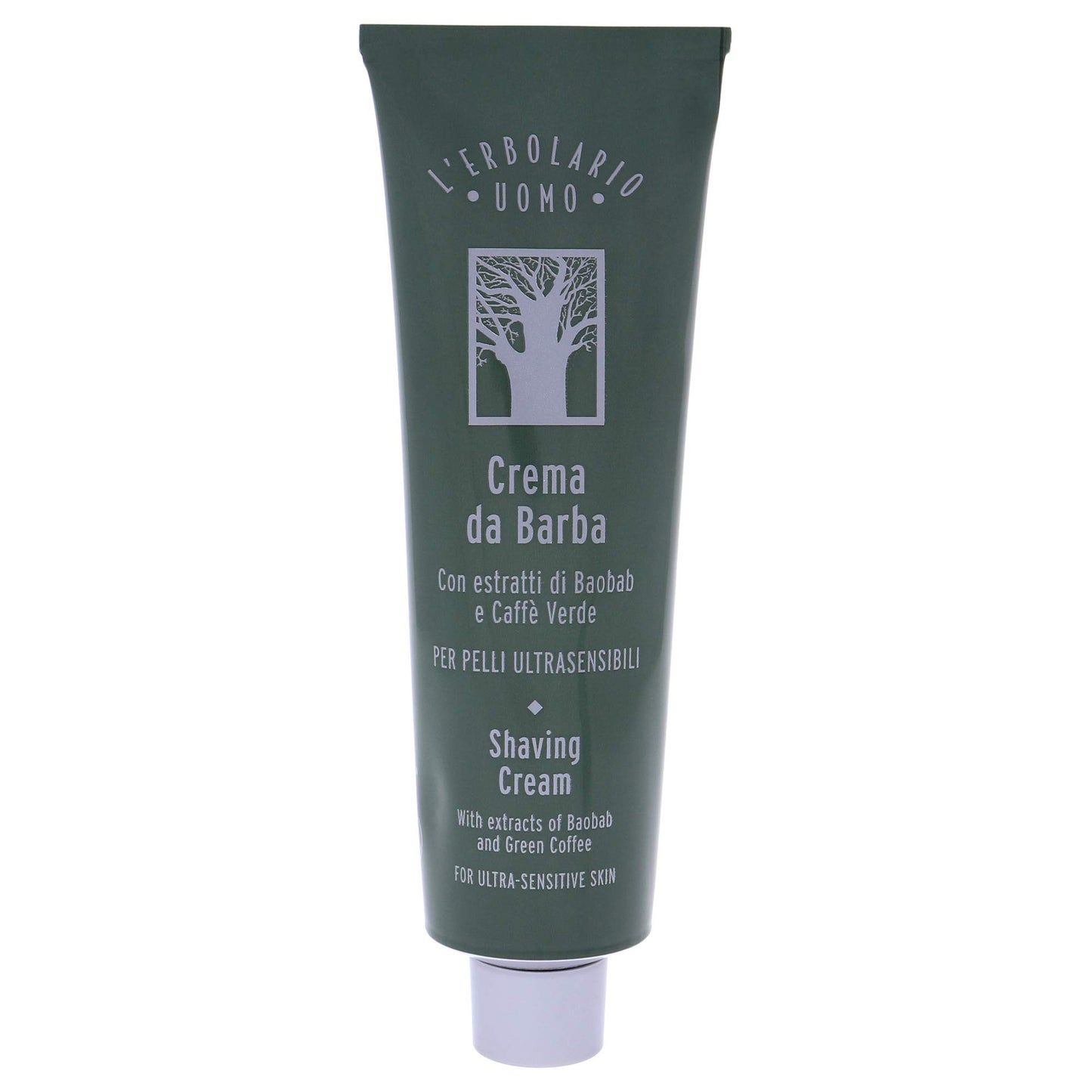 L'Erbolario Baobab and Green Coffee Shaving Cream - Non Foaming for More Razor Control - Emollient Action Prepares Your Skin for A Very Gentle and Easy Shave - Tones and Softens Your Skin - 5.07 Oz