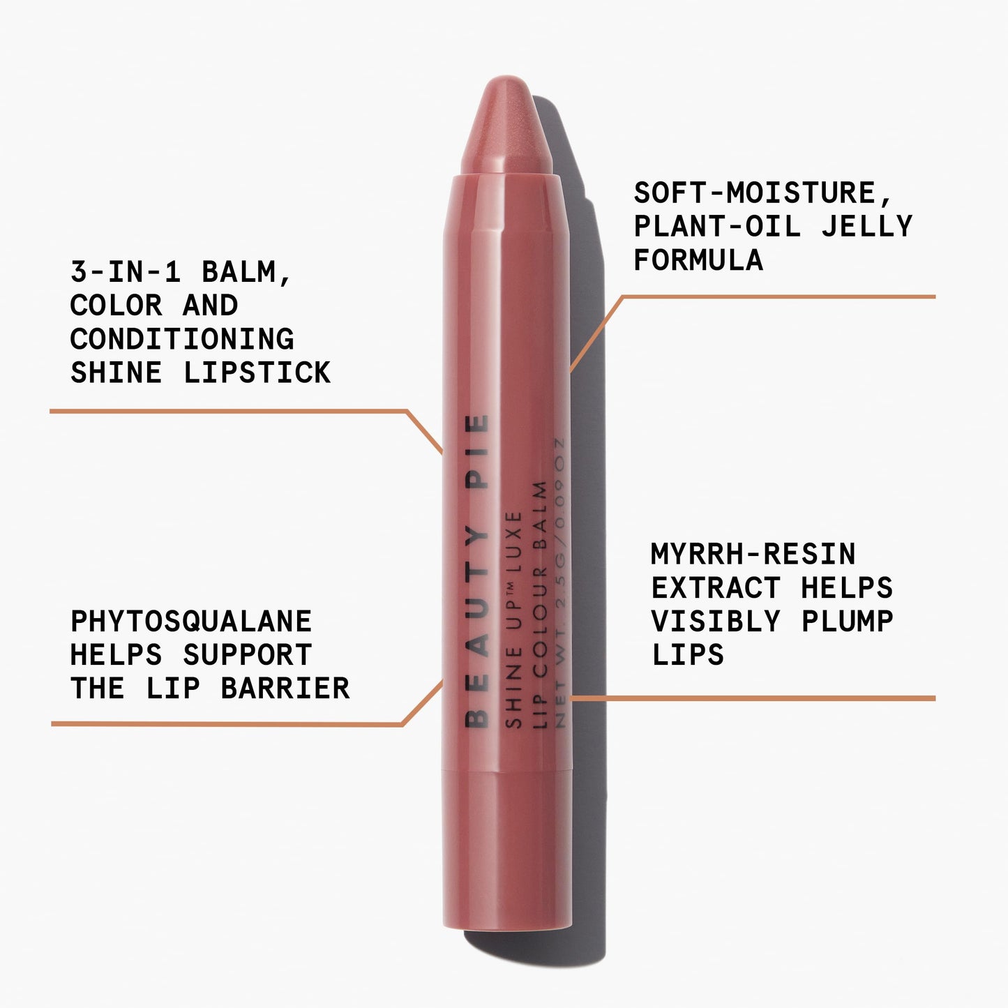 Beauty Pie Shine Up Luxe Lip Colour Balm Stick (Baby Bare) For Hydrating, Softening & Soothing Lips