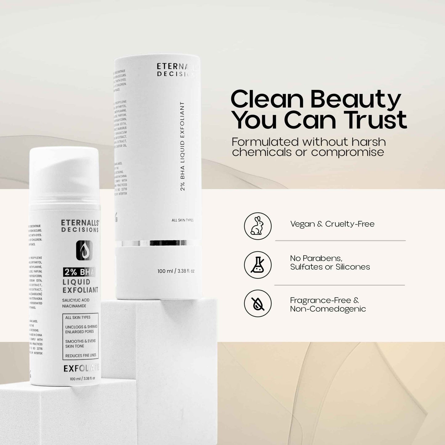 Gentle BHA Liquid Exfoliant - Face Exfoliator with 2% Salicylic Acid & 5% Niacinamide | Anti-Aging Daily Leave-On Exfoliating Toner, Smooths Texture, Hydrates, Unclogs & Refines Pores for Glowing Skin