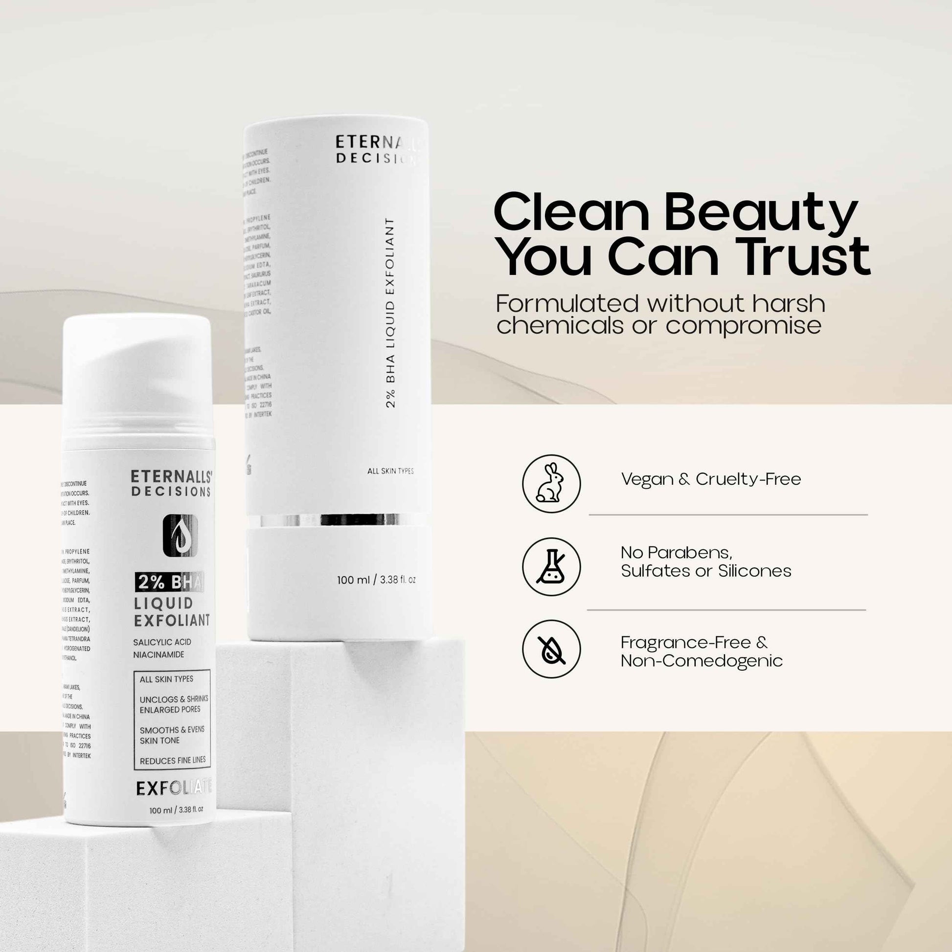 Gentle BHA Liquid Exfoliant - Face Exfoliator with 2% Salicylic Acid & 5% Niacinamide | Anti-Aging Daily Leave-On Exfoliating Toner, Smooths Texture, Hydrates, Unclogs & Refines Pores for Glowing Skin