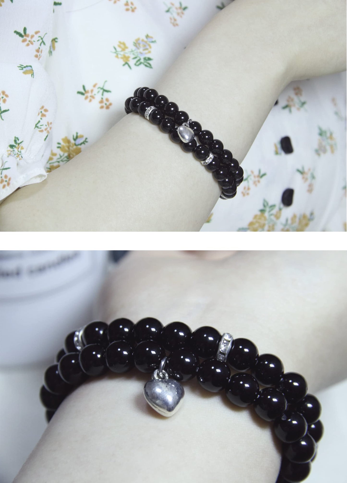 Healing Bracelets for Women - Black Obsidian Bracelet - Healing Prayers Crystal Bracelet, 8mm Natural Stone Anti Anxiety Stress Relief Yoga Beads Get Well Soon Gifts