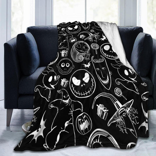 Rcofrwe Scary Christmas Throw Blanket Couch Bed Sofa Soft Lightweight Warm Cozy Flannel Fleece Bed Blanket Microfiber Furry Fluffy Beds Decoration