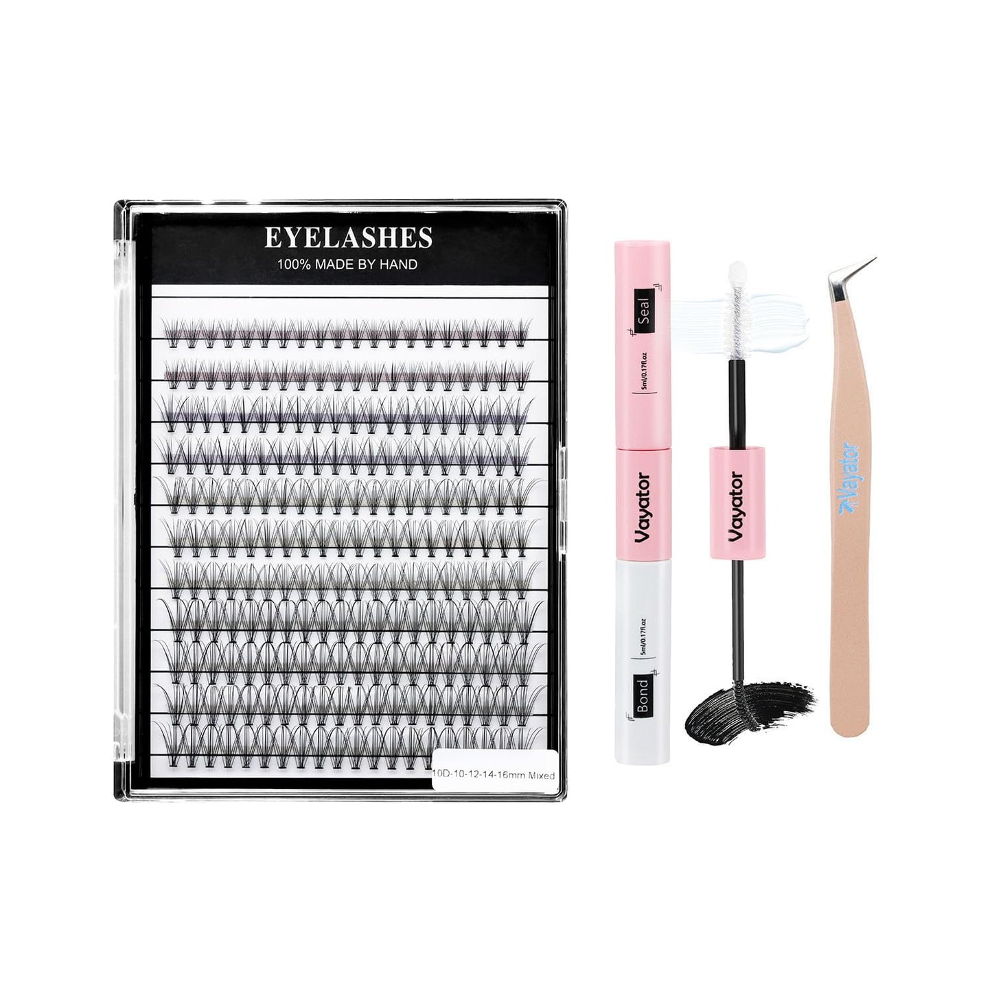 Vayator Large Tray 220 Cluster/Box Eyelashes 0.07 Thickness Eyelashes Individual Eyelash False Eyelashes Extension Eyelash 10D/20D/40D/50D Eyelash (10RR-8-14mm Mixed Lashes Kit)