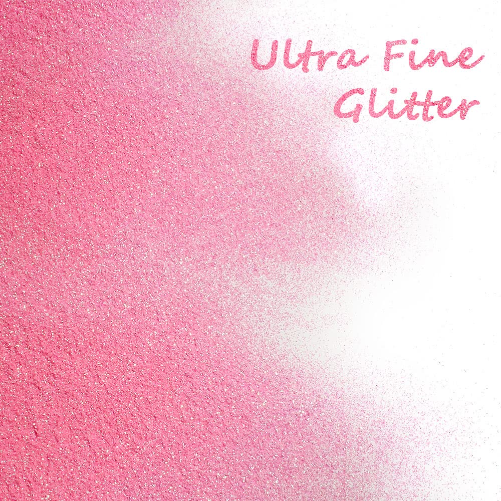 150g Extra Fine Craft Glitter, Holographic Glitter Powder, Metallic Polyester Glitter for Resin, Slime, Tumblers, Painting Arts, Cosmetic Glitter for Body Face Eye Makeup, Nail Arts (Magenta Pink)