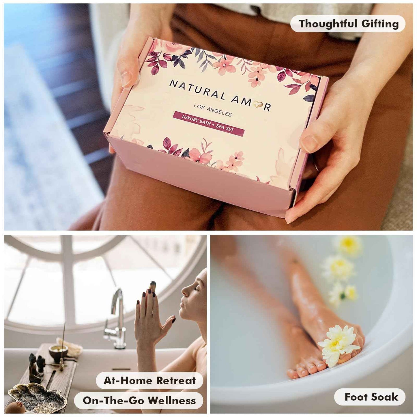 Handmade Bath Salt Gift Set 6 Pack, All Natural, Scented with Essential Oils, Gift for Women