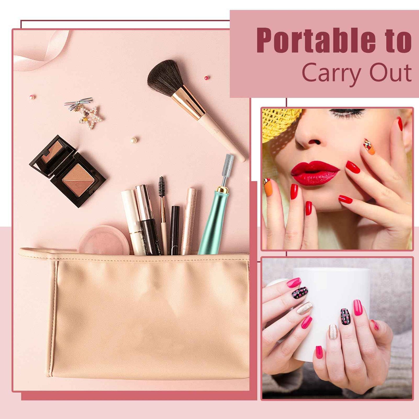 VINGVO Cordless Electric Nails Drill Filer Set, Professional Manicure Pedicure Kit with Bits for Acrylic, Portable Electric Files & Buffers for Toenail Cuticle Hand Foot Care Polish Tool (Green)