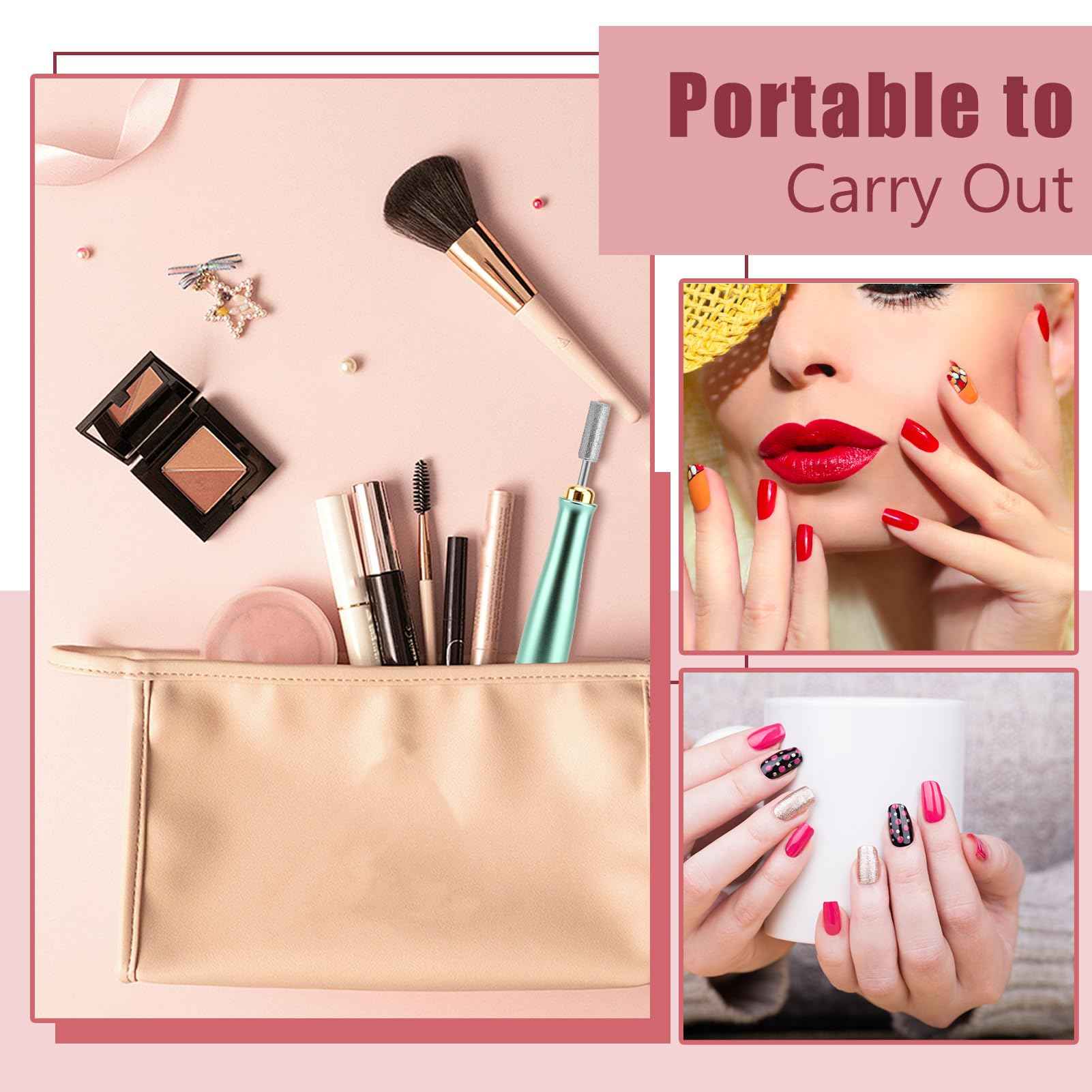 VINGVO Cordless Electric Nails Drill Filer Set, Professional Manicure Pedicure Kit with Bits for Acrylic, Portable Electric Files & Buffers for Toenail Cuticle Hand Foot Care Polish Tool (Green)