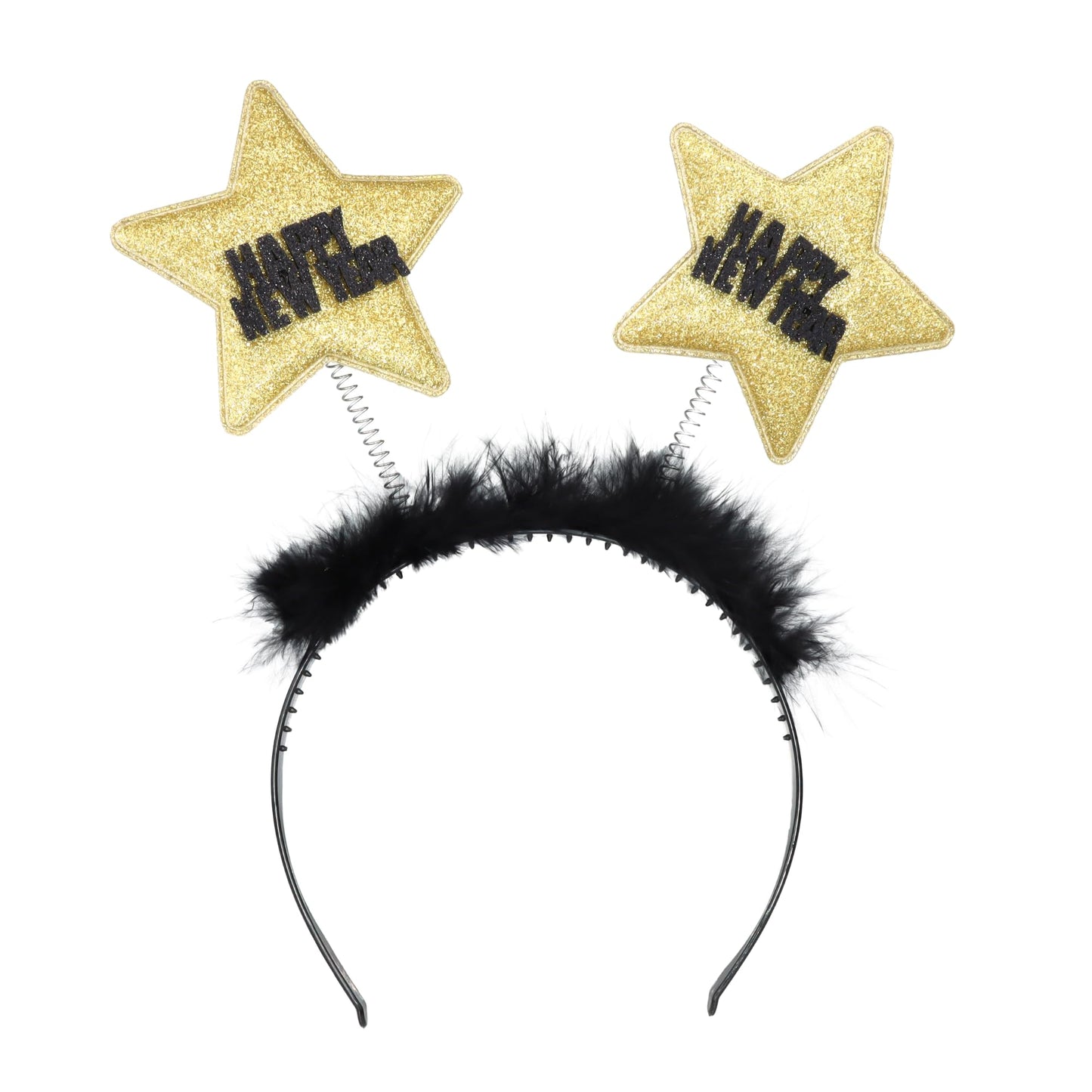 2025 Happy New Year Headband, Glitter Headwear Party Decorations, One Size Fits Most (Gold Star)