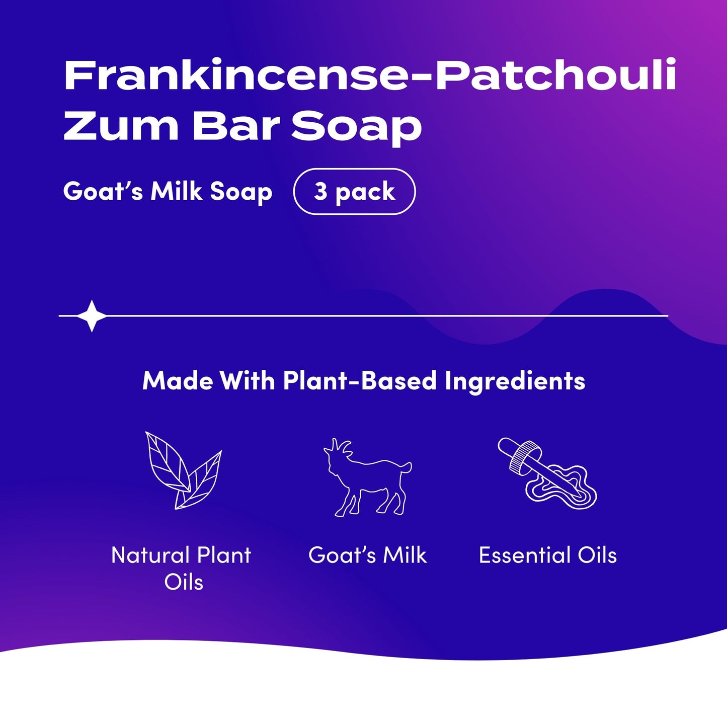 Zum Indigo Wild Goat's Milk Soap Bar - Hand & Body Soap with Essential Oils - Scents - Lemongrass, Dragon's Blood, Frankincense & Myrrh, Sea Salt, Lavender-Mint, Patchouli - 3 oz (6 Pack)