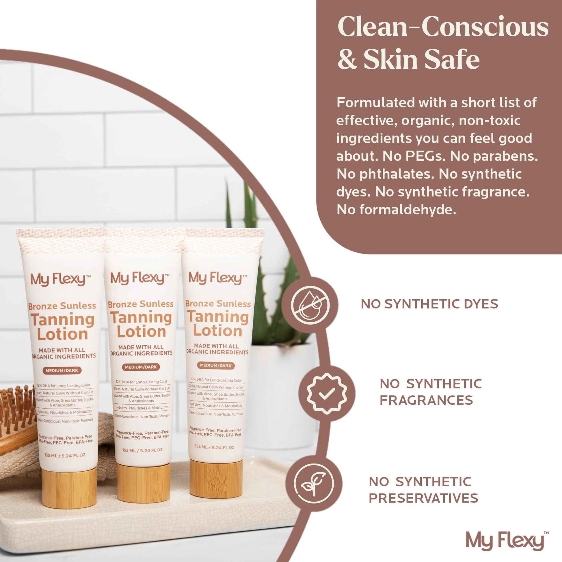 Sunless Tanning Lotion–100% Organic-Medium/Dark Tan, Natural Self Tanner, Non Toxic Gradual Tanning Moisturizer, Streak-Free Self Tanning lotion for body, Sunless Tanner for Fake Tan for Women & Men