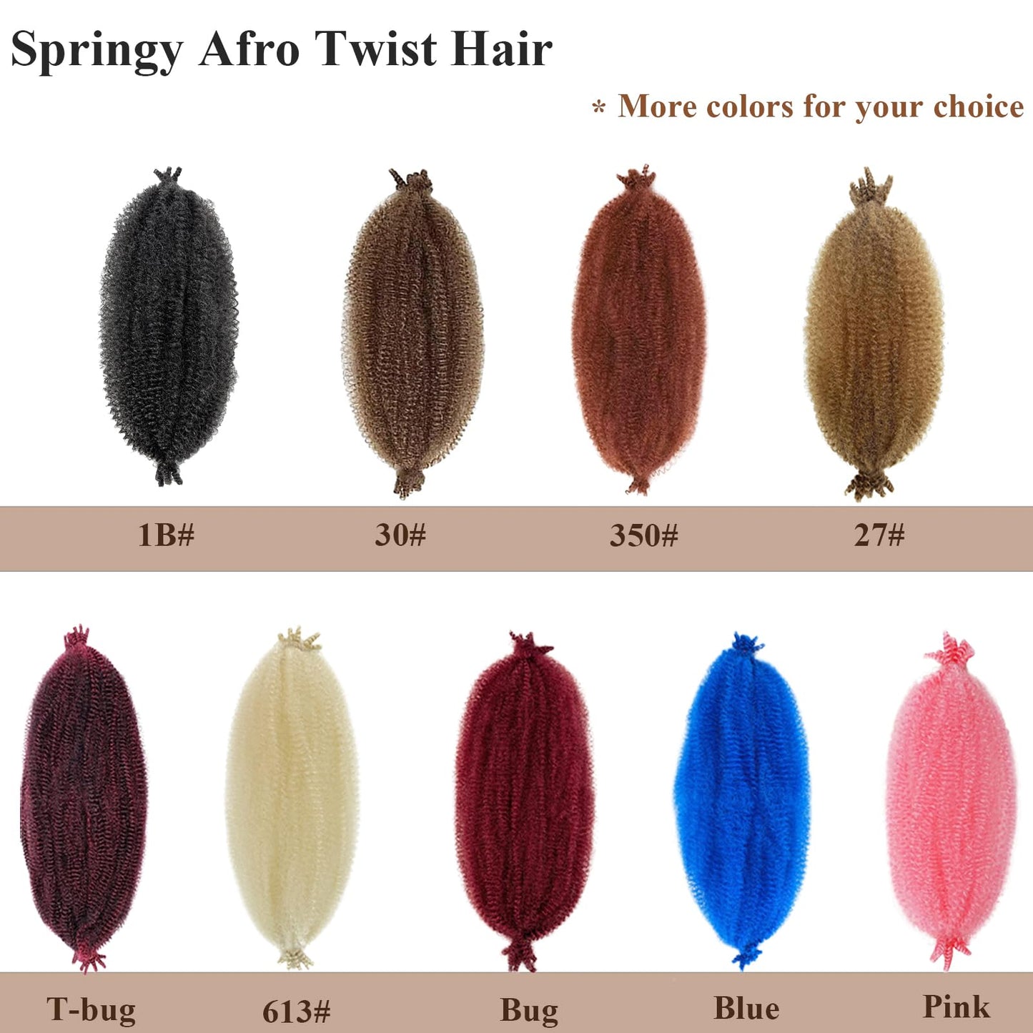 Viovian 2 Packs Springy Afro Twist Hair 16 Inch Pre-Separated Afro Spring Twist Hair Afro Kinky Twist Hair Wrapping Hair for Soft Locs Natural Black(1B#)