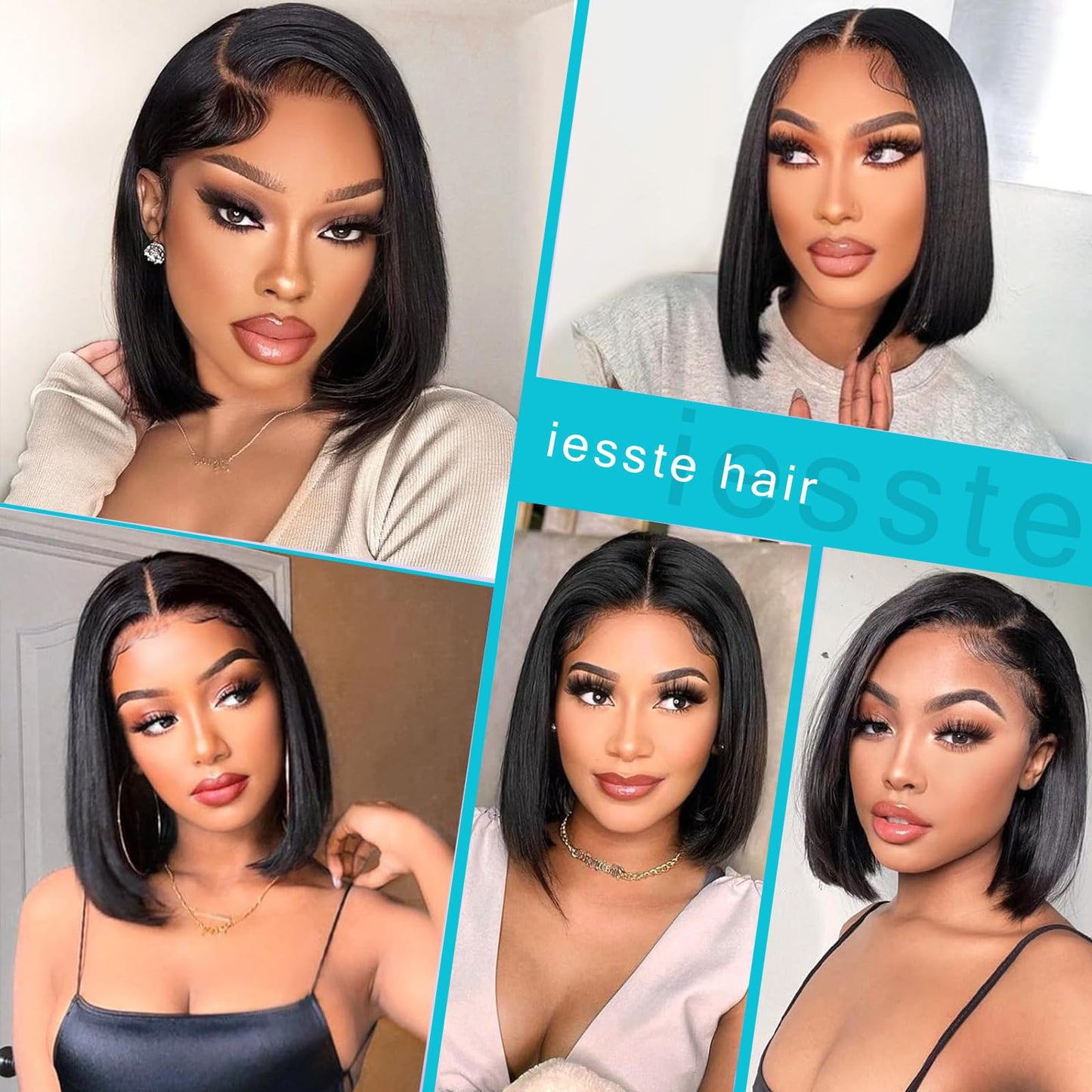 10Inch Bob Wig Human Hair 200 Density 13x4 HD Lace Frontal Short Straight Bob Wigs Human Hair Pre Plucked with Baby Hair Straight Bob Frontal Wigs For Women