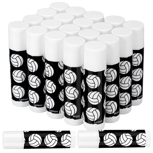 Suttmin 24 Pcs Volleyball Lip Balm Volleyball Team Gifts Volleyball Party Favors Volleyball Lip Balm Gift for Volleyball Team Volleyball Party Guest Supplies (Black)