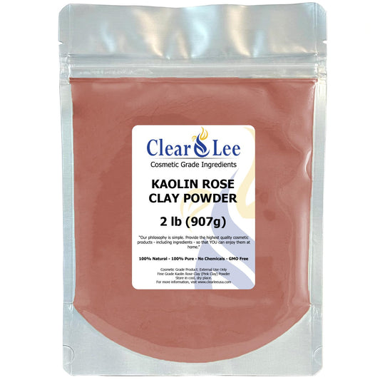 ClearLee Kaolin Rose Pink Clay Cosmetic Grade Powder - 100% Pure Natural Powder - Great For Skin Detox, Rejuvenation, and More - Heal Damaged Skin - DIY Clay Face Mask (2 lb)