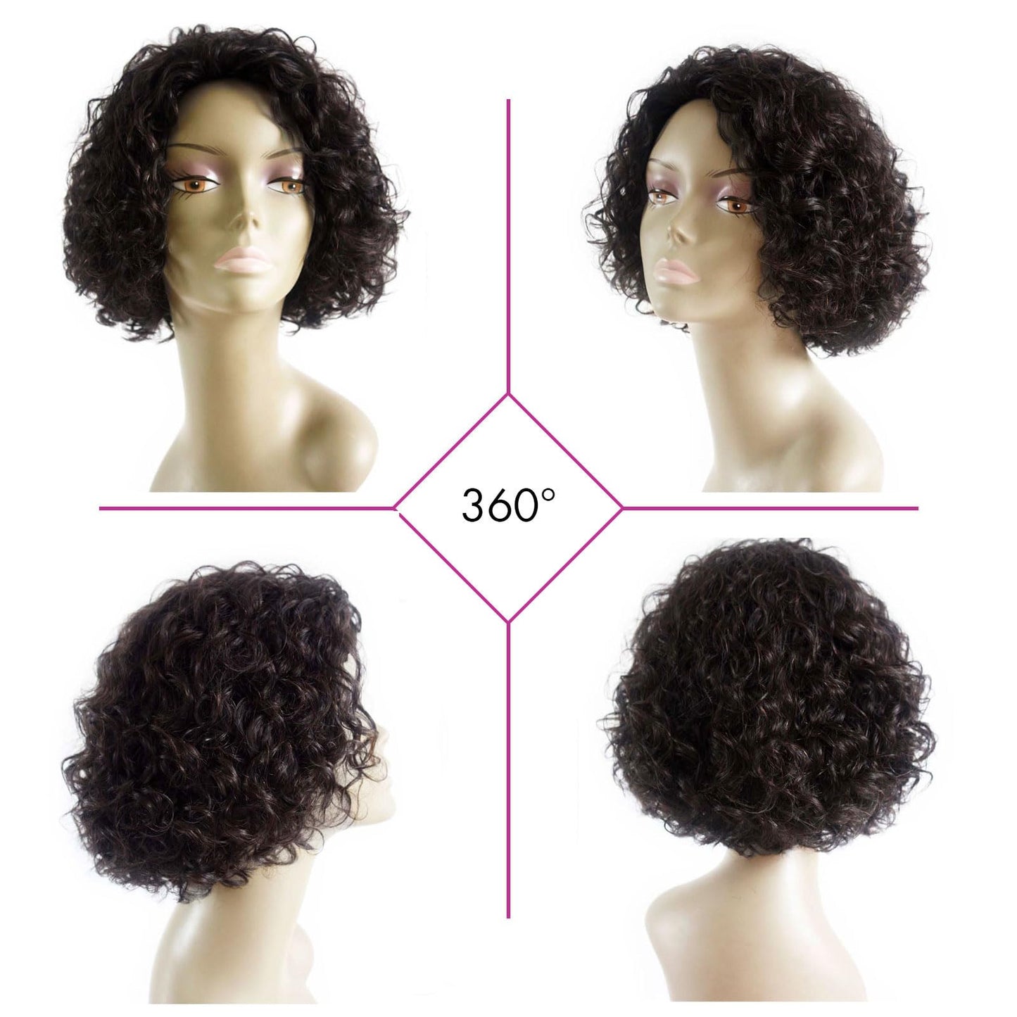 ManeMajesty Short Curly Wig Human Hair for Black Women Wear and Go Glueless Deep Curly Wig Bob Jerry Curl 100% Human Hair Wigs No Lace Front Machine Made Natural Black 10 Inch