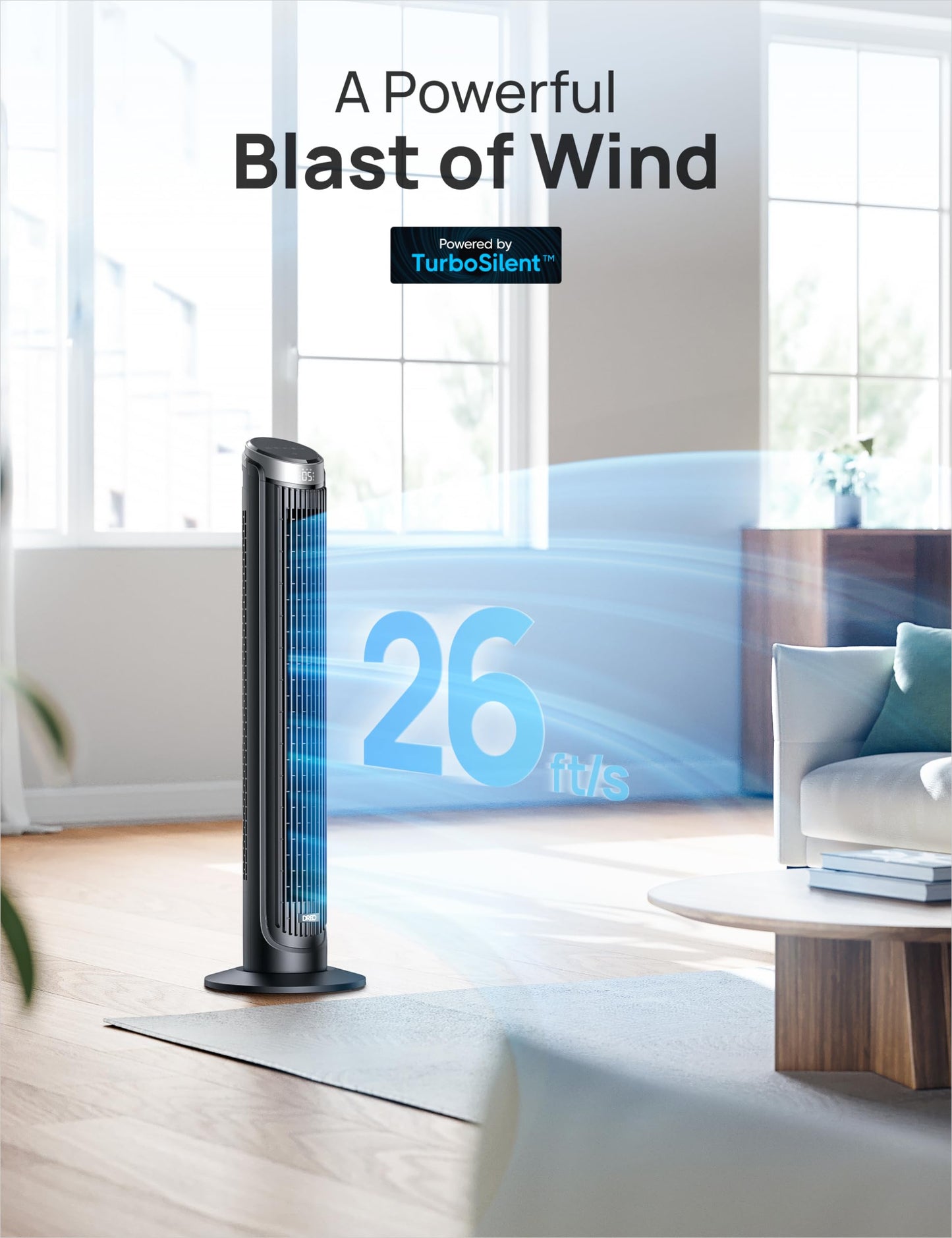 Dreo Tower Fan Bundle with Smart WiFi Alexa Google Control, Oscillating Quiet Bladeless Fans, 4 Modes 8H Timer, 90° Oscillation 26ft/s Velocity