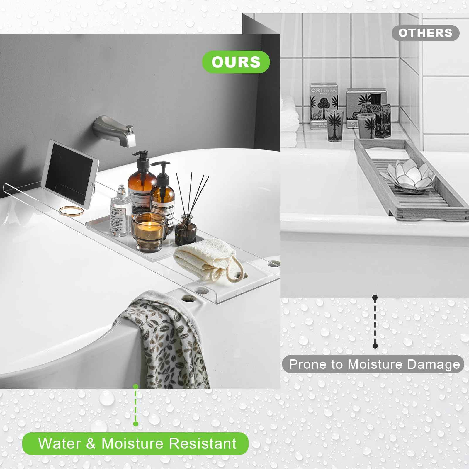 Acrylic Bathtub Tray, Transparent Acrylic Bathtub Tray, Suitable for All Bathtubs.