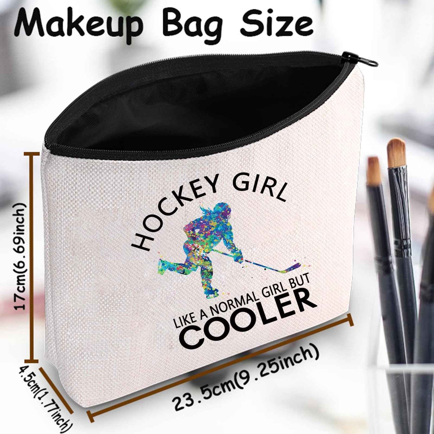 TSOTMO Hockey Sports Zipper Pouch Ice Hockey Gift Hockey Designs Hockey Like A Normal But Cooler Cosmetic Bag For Women (Hockey G)