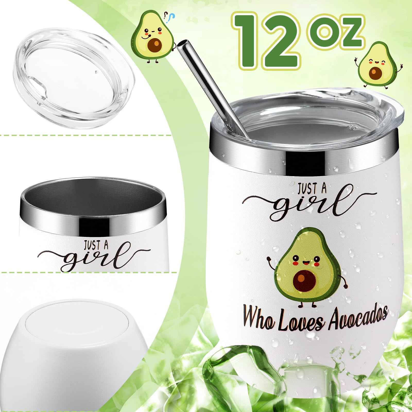 Singhoow 6 Pcs Funny Gift Baskets for Women Girls Pickle Avocado Socks with Vegetable Animals Makeup Bag Insulated Tumbler Keychain Greeting Card Pen for Christmas Birthday Party(Avocados)