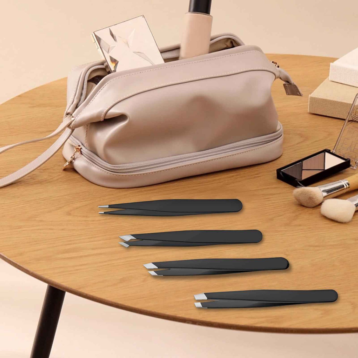 4 PCS Stainless Steel Tweezers Set – Precision Tweezers for Ingrown Hair, Facial Hair, Splinter, Blackhead and Tick Remover