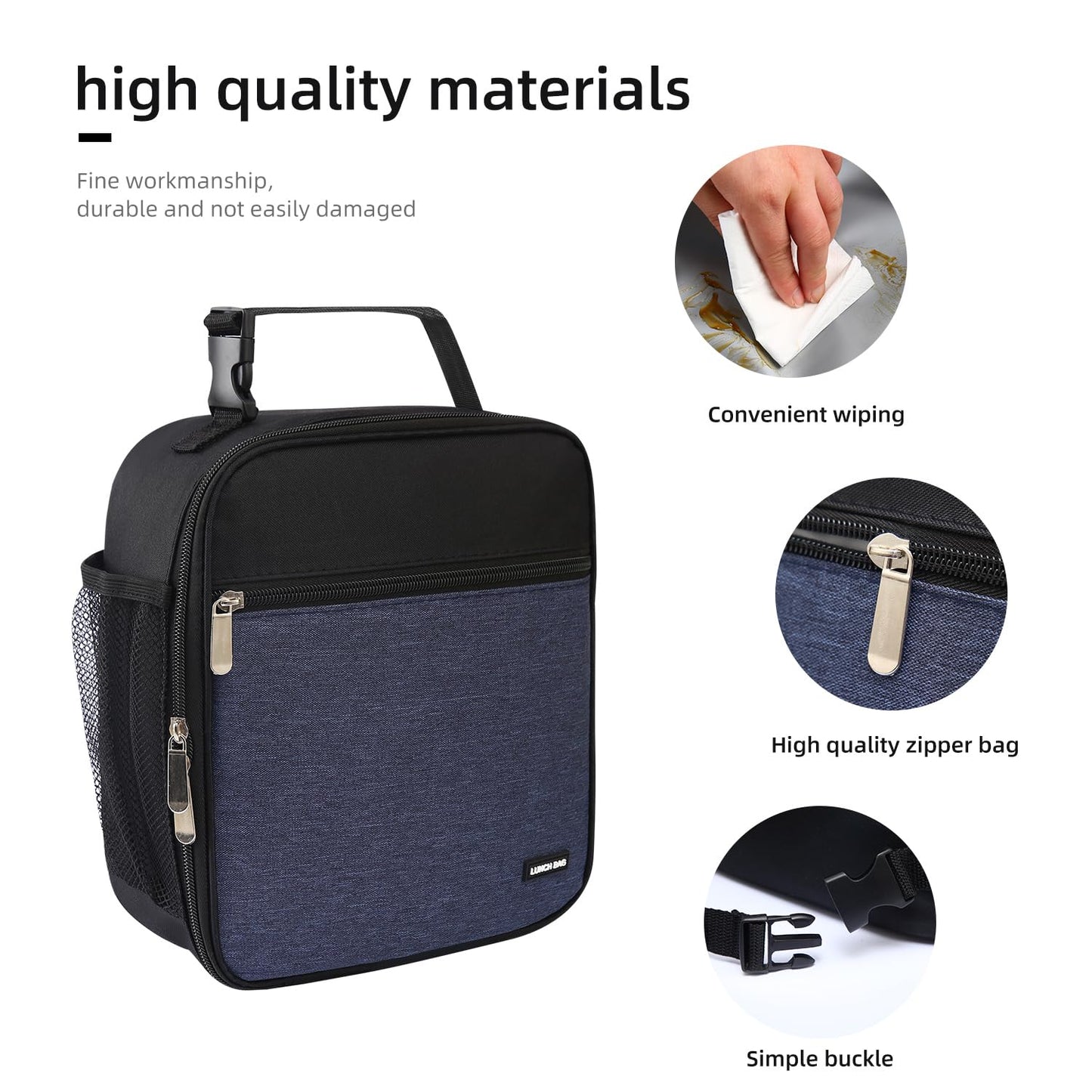 AYEANY Lunch box Lunch bag for men women Lunchbox Lunch bags Insulated Lunch bag Lunch box cooler (Thicken navy blue)