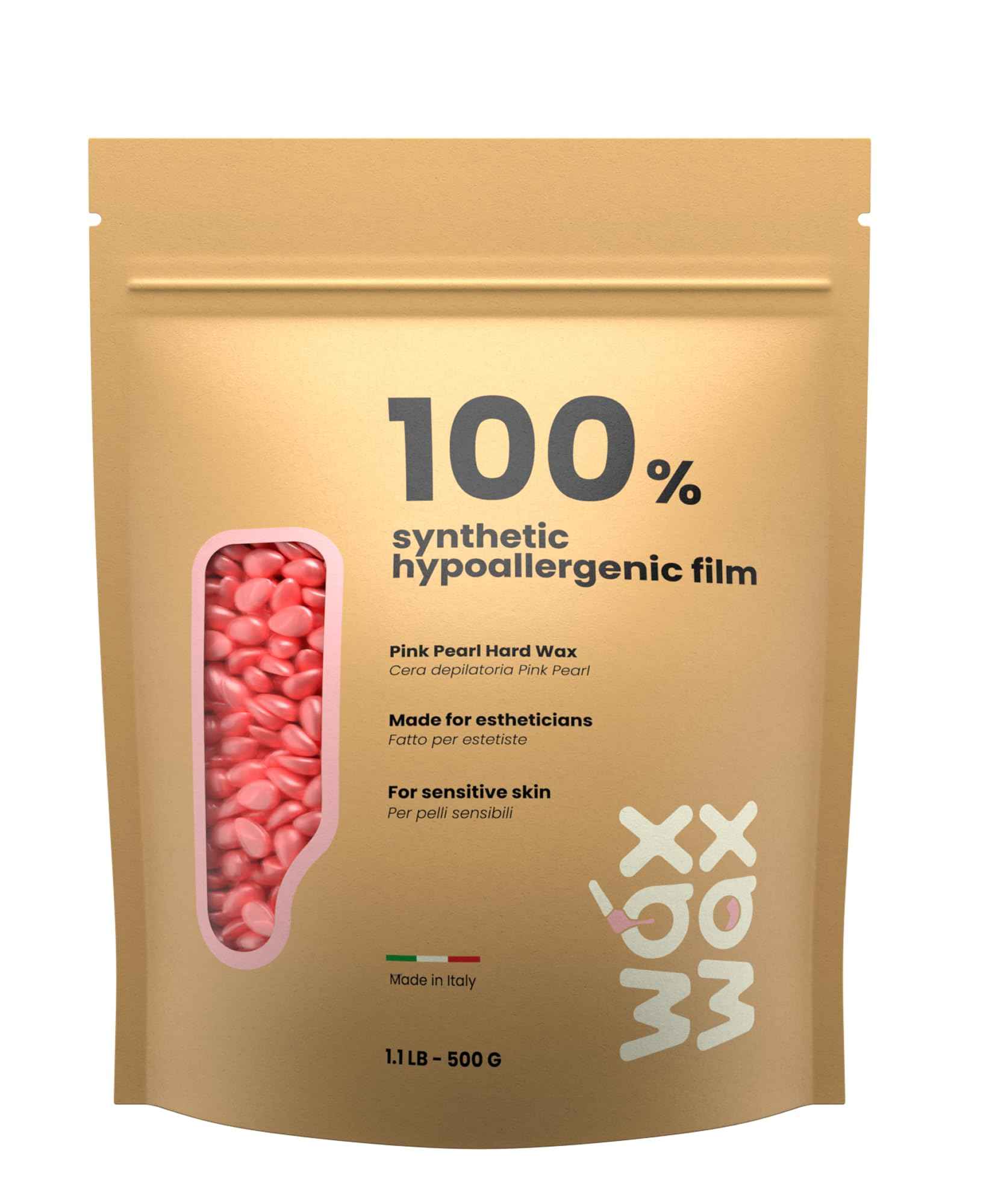 Premium Hard Wax Beads for Hair Removal – Hypoallergenic & Strip-Free, Smooth Low-Temp Formula, Suitable for Sensitive Skin – Perfect for Face, Bikini & Full Body (Pink Pearl - Bikini, 1.1 LB)