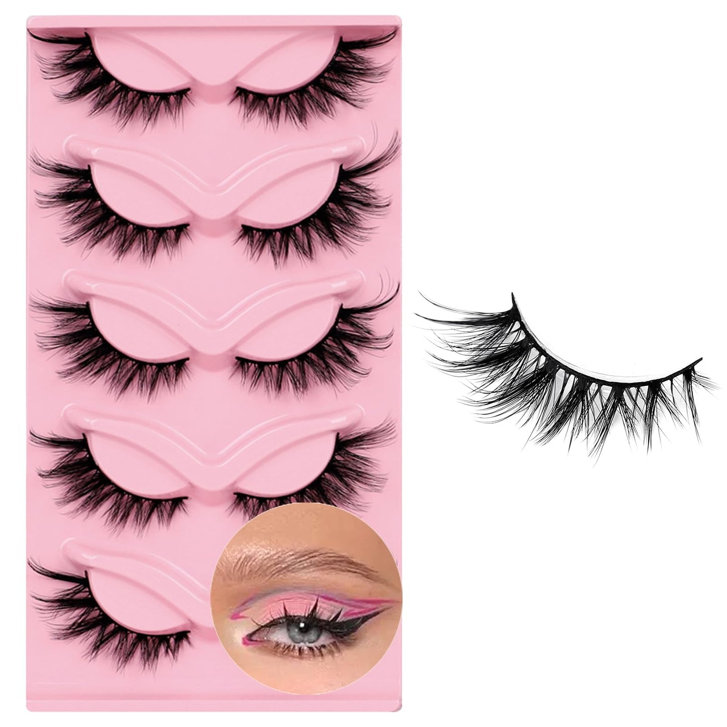 Bluesmurfs Cat Eye False Eyelashes Fox Eye Lashes False Eyelashes Natural Look Eyelashes Strip