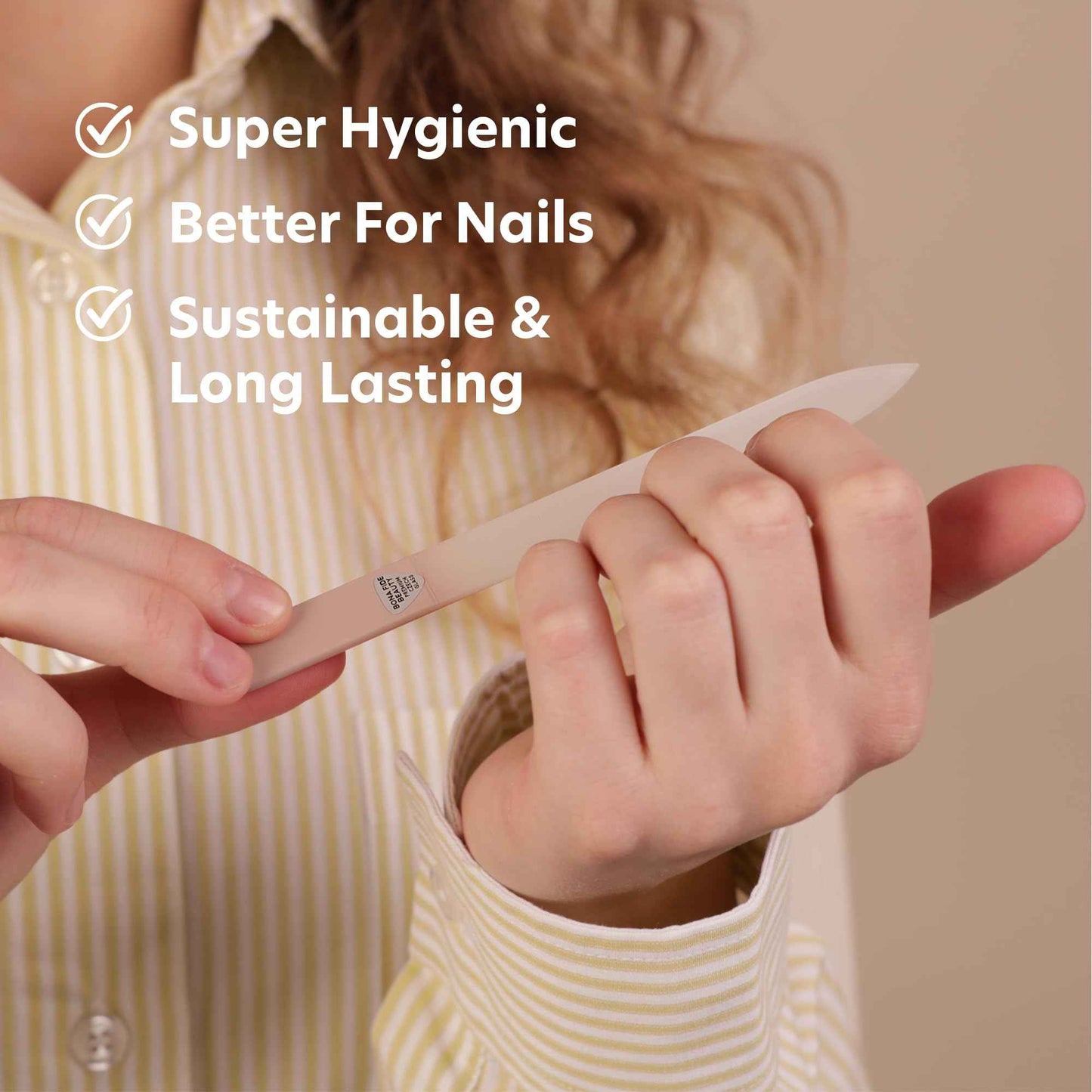 Bona Fide Beauty Value Bundle: 1Pc Pink Czech Glass Cuticle Pusher & 3 Pc Muted Glass Nail Files with Sleeves