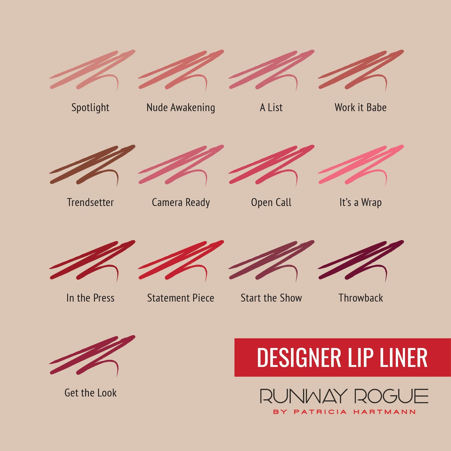 Runway Rogue Designer Liner Lip Pencil, Matte Muted-Plum Lip-Liner Pencil and Lip-Liner Sharpener, ‘Start the Show’