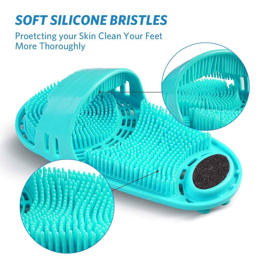 meidong Silicone Shower Foot Scrubber Personal Foot Massage and Cleaning, Non-Slip Foot Scrubber for Men and Women (1PCS Green)