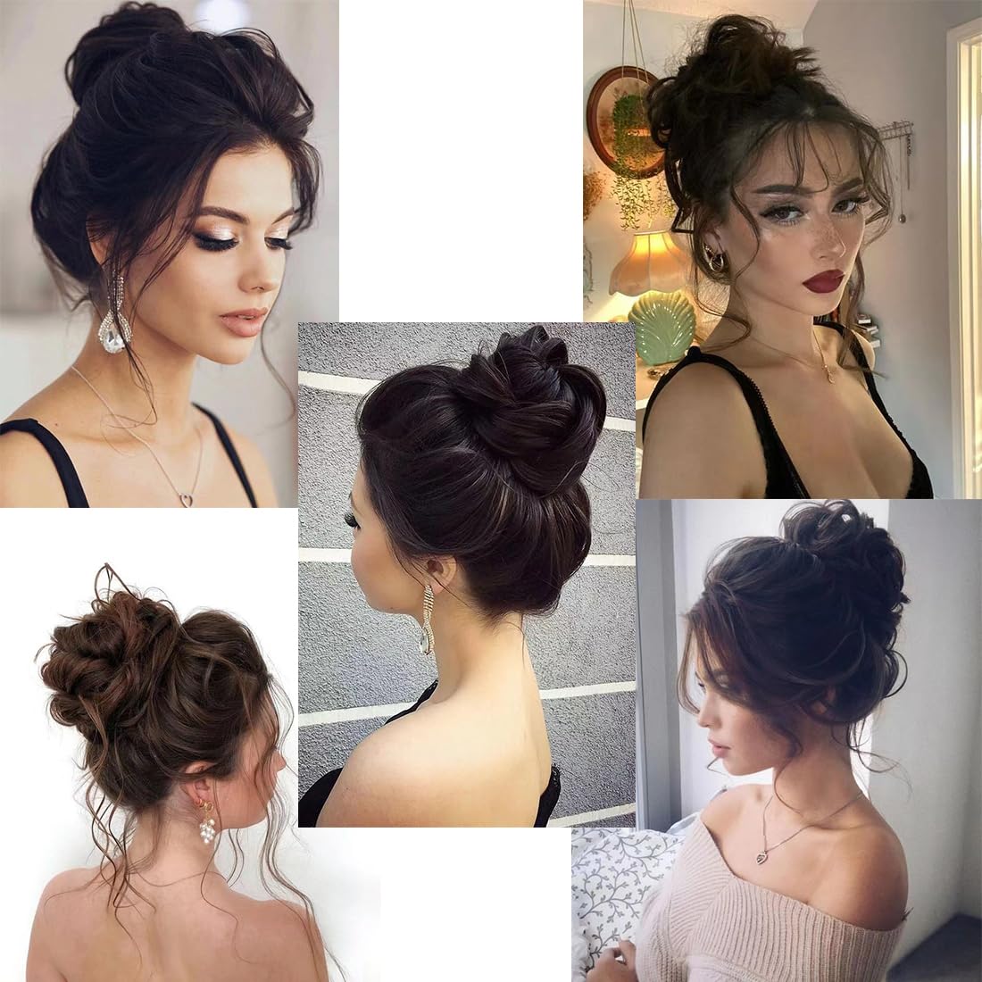 Messy Hair Highlight Ponytail Extension Claw Bun Hair Piece Elastic Drawstring Synthetic Ponytail Extension Hair Bun Extension for Women Daily Use (D-Blonde)