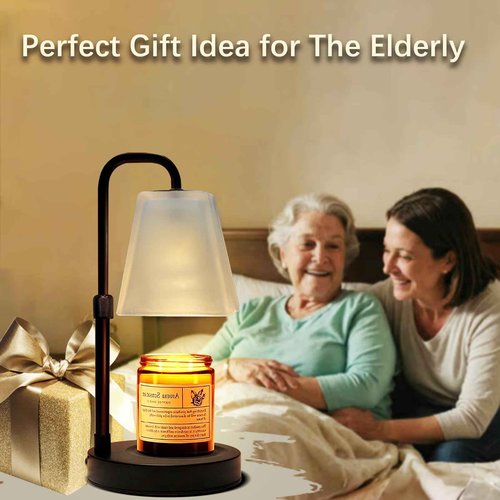 JIMEI Candle Warmer Lamp with Timer Electric Wax Warmer for Scented Wax Melt Warmer Melter for Jar Candles Dimmable Adjustable Height Gifts for Women Mom House Warming Frossted Glass Black