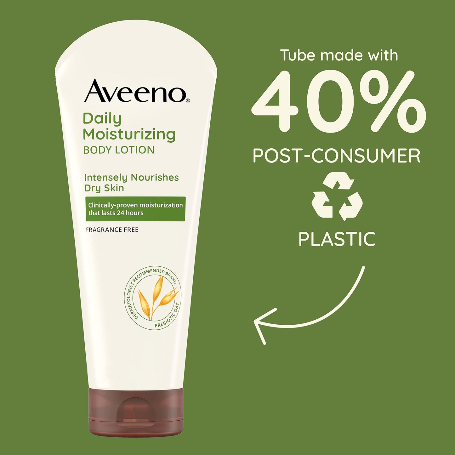 Aveeno Daily Moisturizing Body Lotion with Soothing Prebiotic Oat, Gentle Lotion Nourishes Dry Skin With Moisture, Paraben-, Dye- & Fragrance-Free, Non-Greasy & Non-Comedogenic, 2.5 fl. Oz